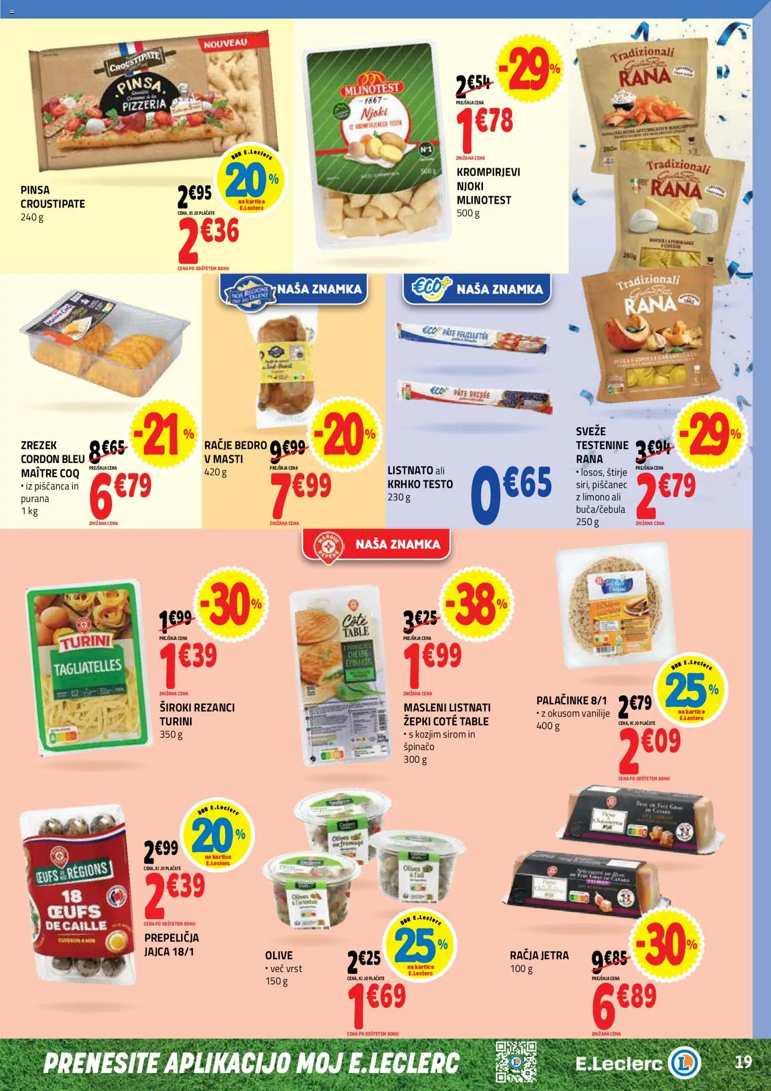 Novi E.leclerc katalog ponudbe – veljaven od 03.06.2026 | Stran: 19 | Izdelki: Rezanci, Olive, Jajca, Njoki