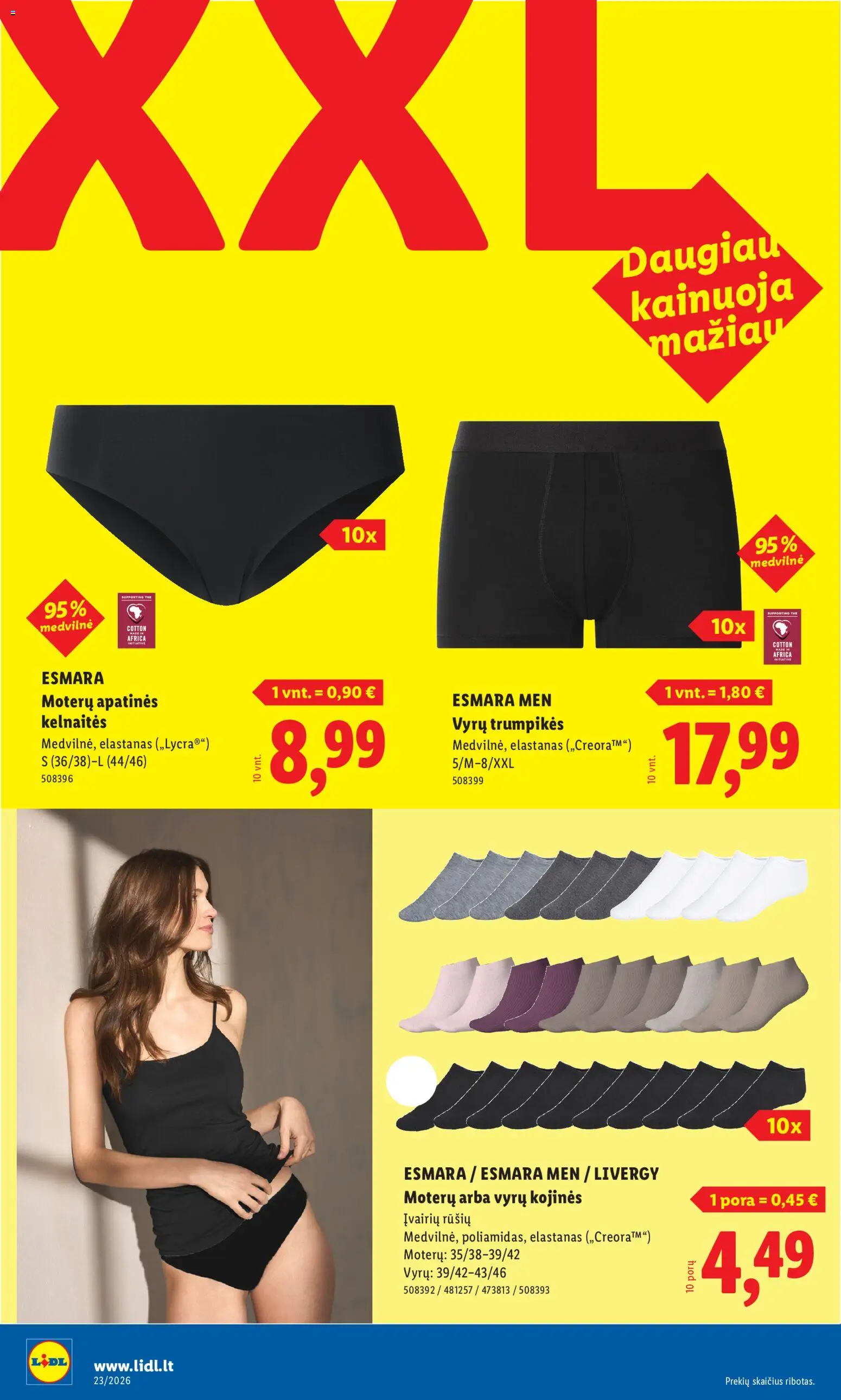 LIDL akcijos nuo 01.06.2026 | Puslapis: 22 | Prekių: Kelnaitės, Kojinės, Trumpikės