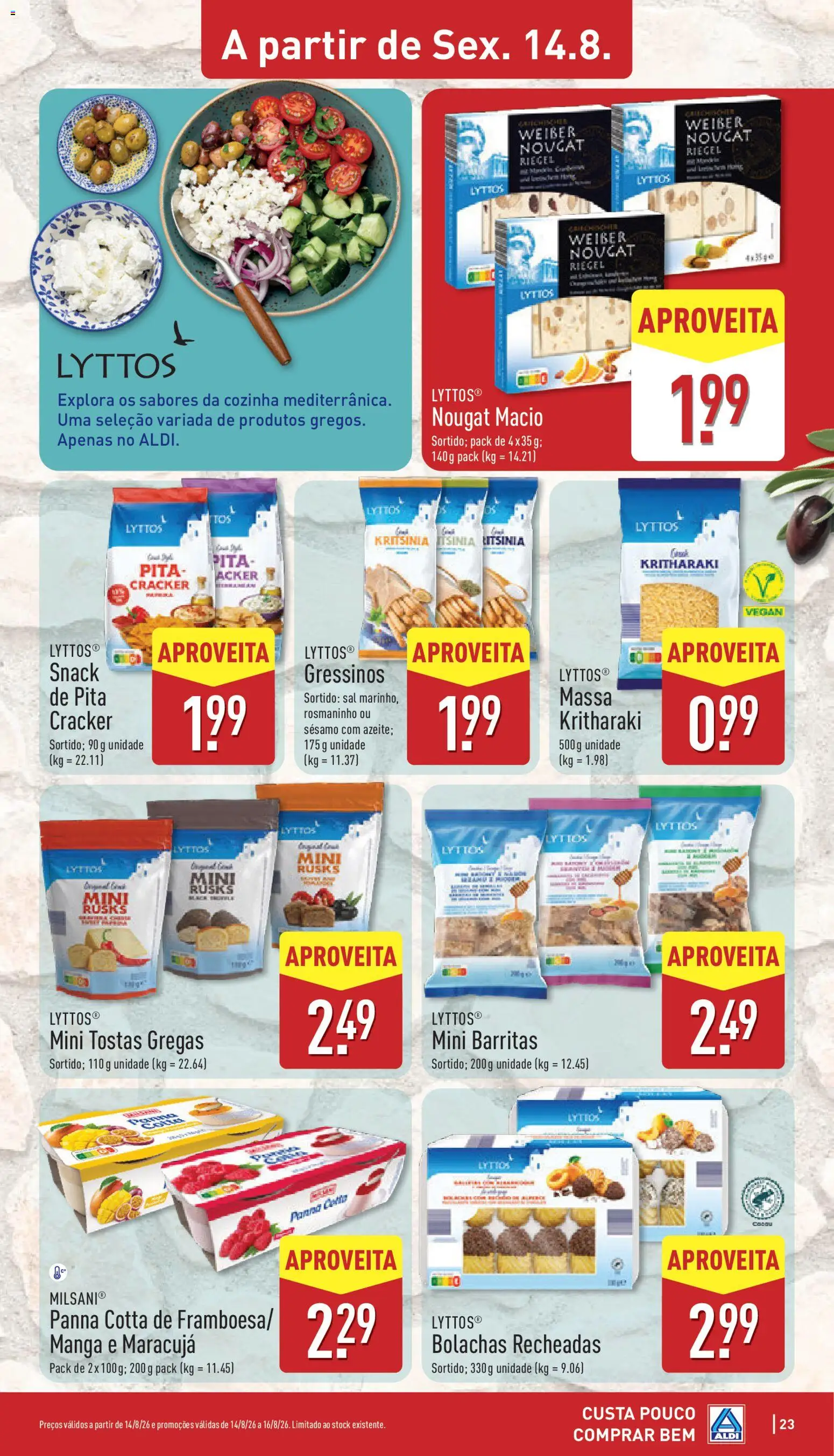 Aldi folheto │ válido de 10/08/2026 | Página: 23 | Produtos: Bolachas, Tostas, Sal, Massa
