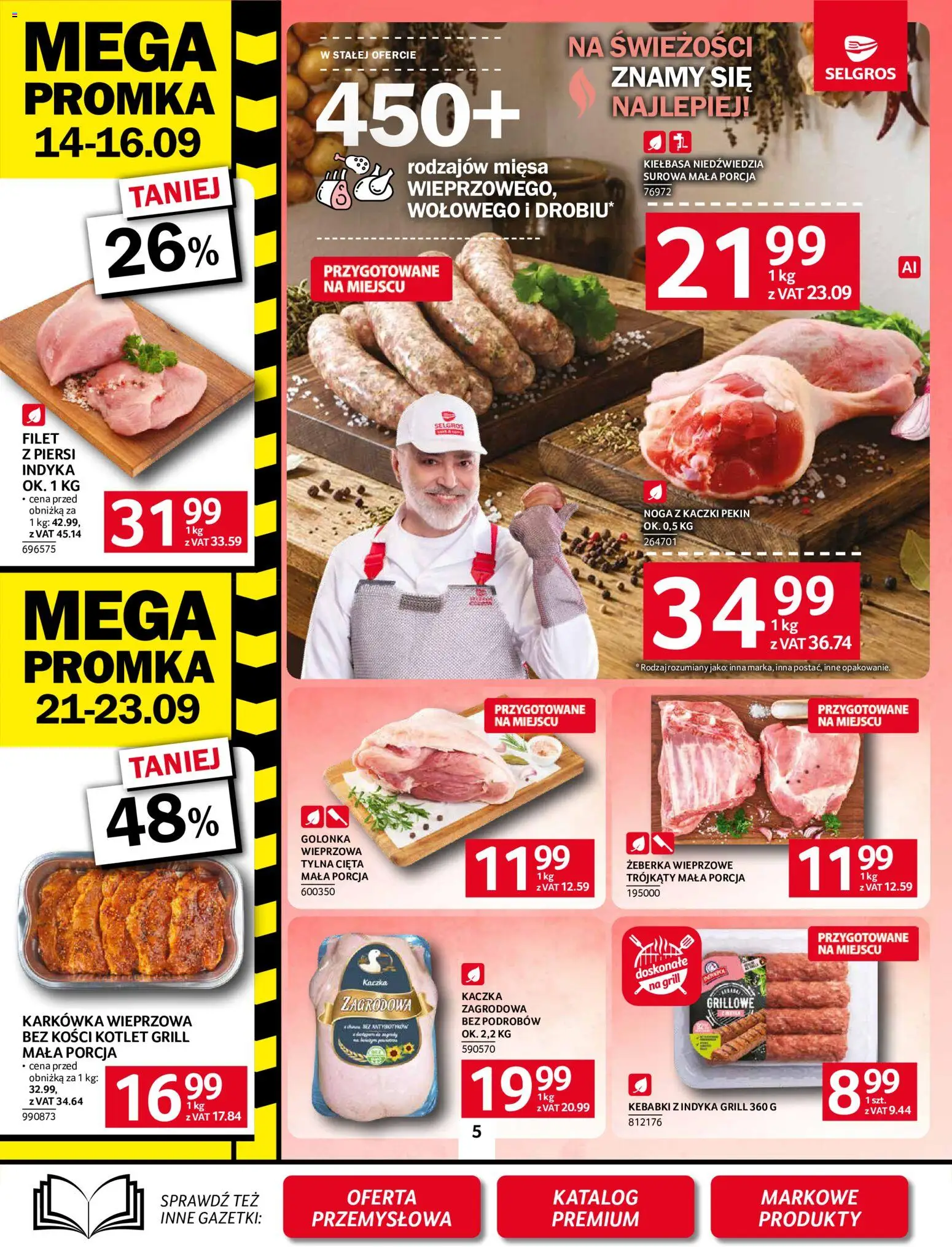 Selgros cash&carry gazetka od 10.09.2026 | Strona: 5 | Produkty: Golonka, Karkówka wieprzowa, Kaczka, Golonka wieprzowa