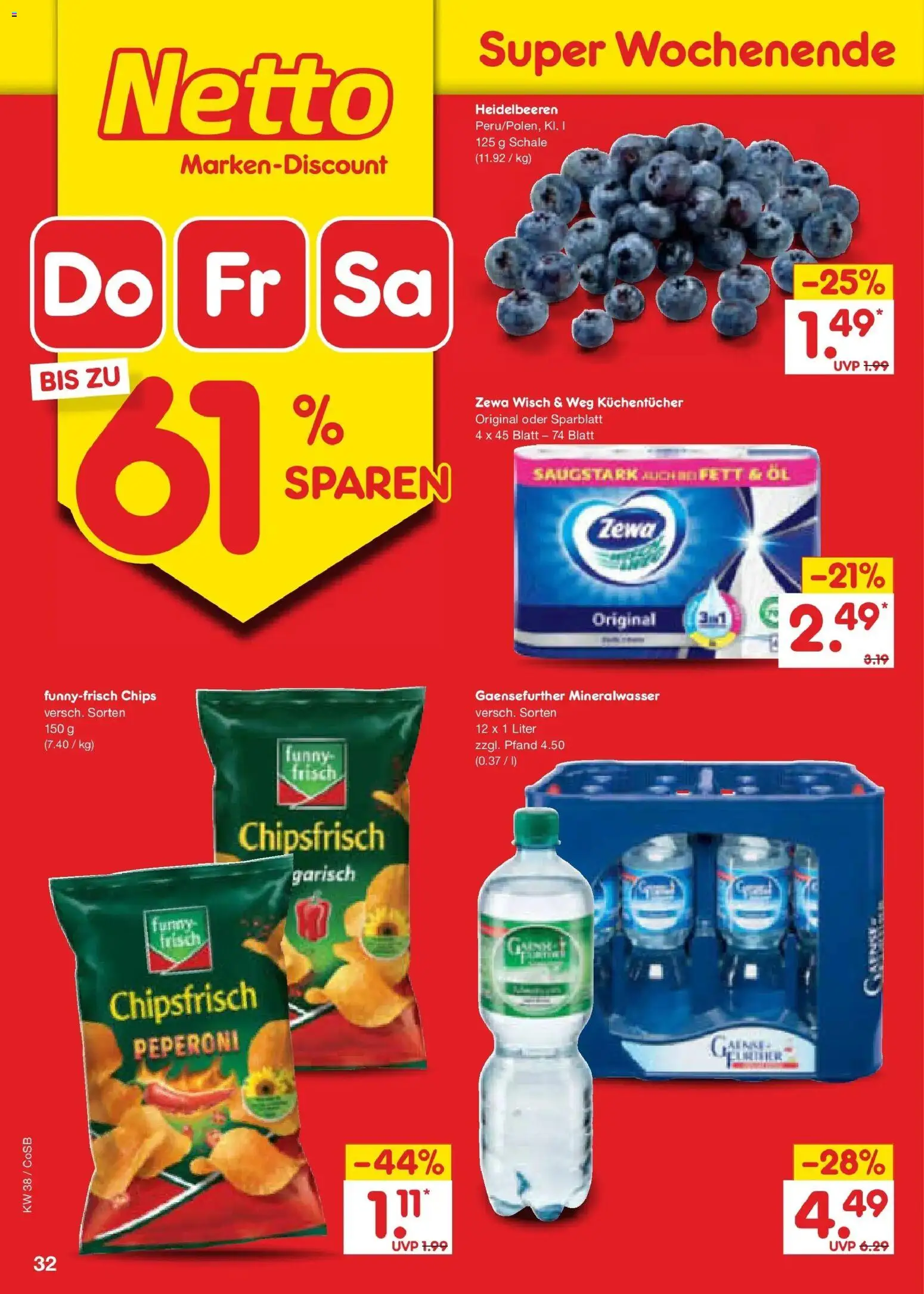 Netto Marken-Discount Prospekt Leipzig – gültig ab 14.09.2026 | Seite: 46 | Produkte: Öl, Zewa, Mineralwasser, Heidelbeeren