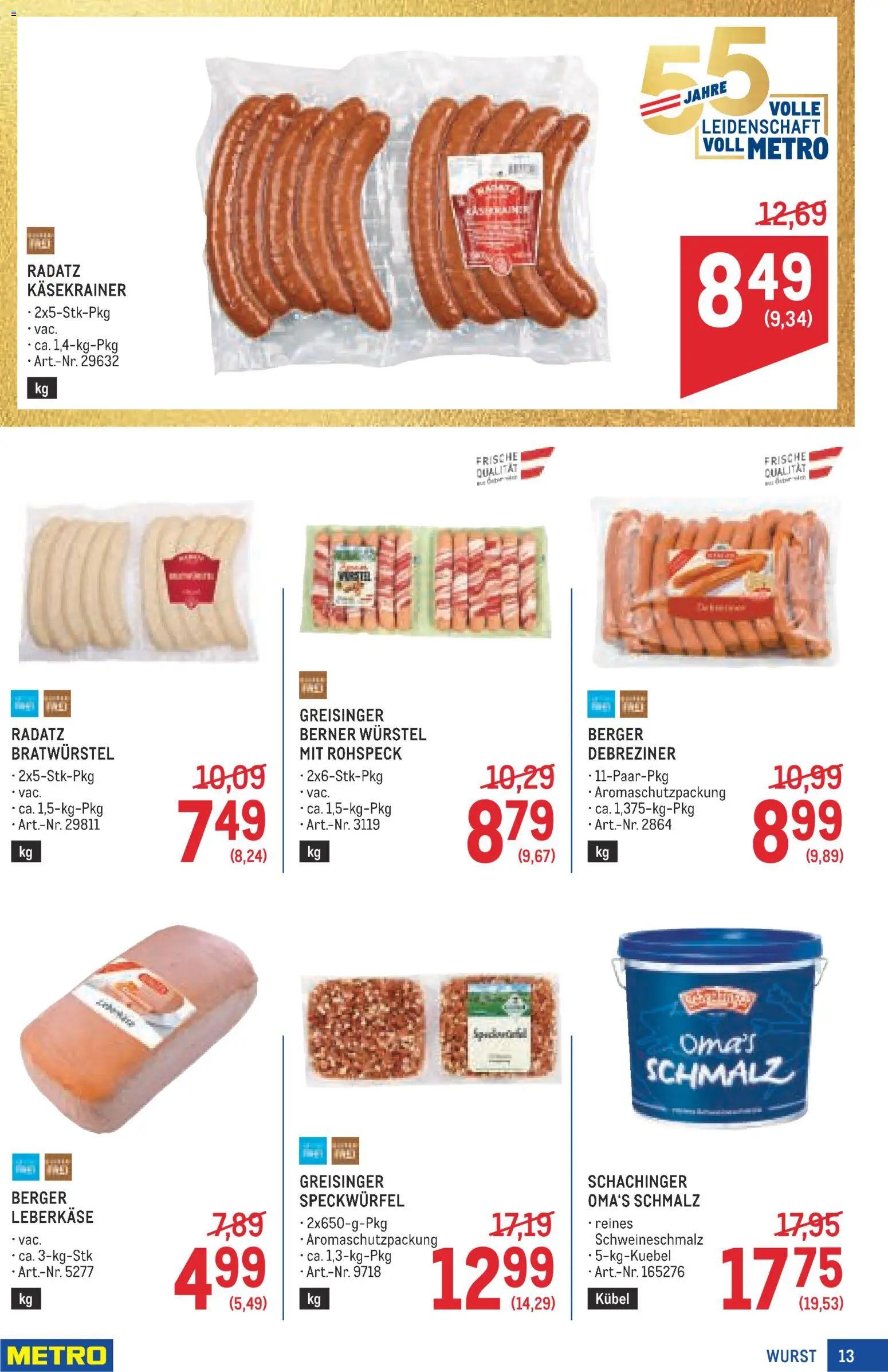 Metro angebote Profi gültig ab 09.07.2026 | Seite: 13 | Produkte: Wurst, Dolce gusto kapszula