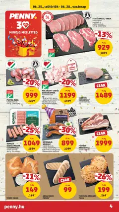 PENNY akciós újság - amely érvényes a következő dátumtól: 2026.06.25. | Oldal: 4 | Termékek: Kolbász, Táska, Tarja, Pizza