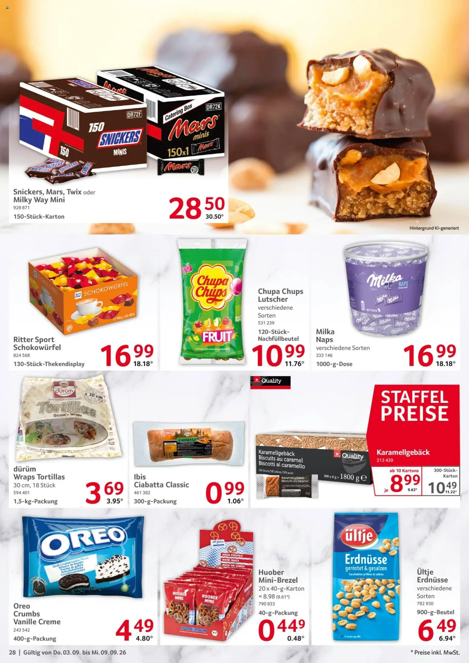 Selgros Prospekt – gültig ab 03.09.2026 | Seite: 28 | Produkte: Tortillas, Ritter sport, Milka, Lutscher