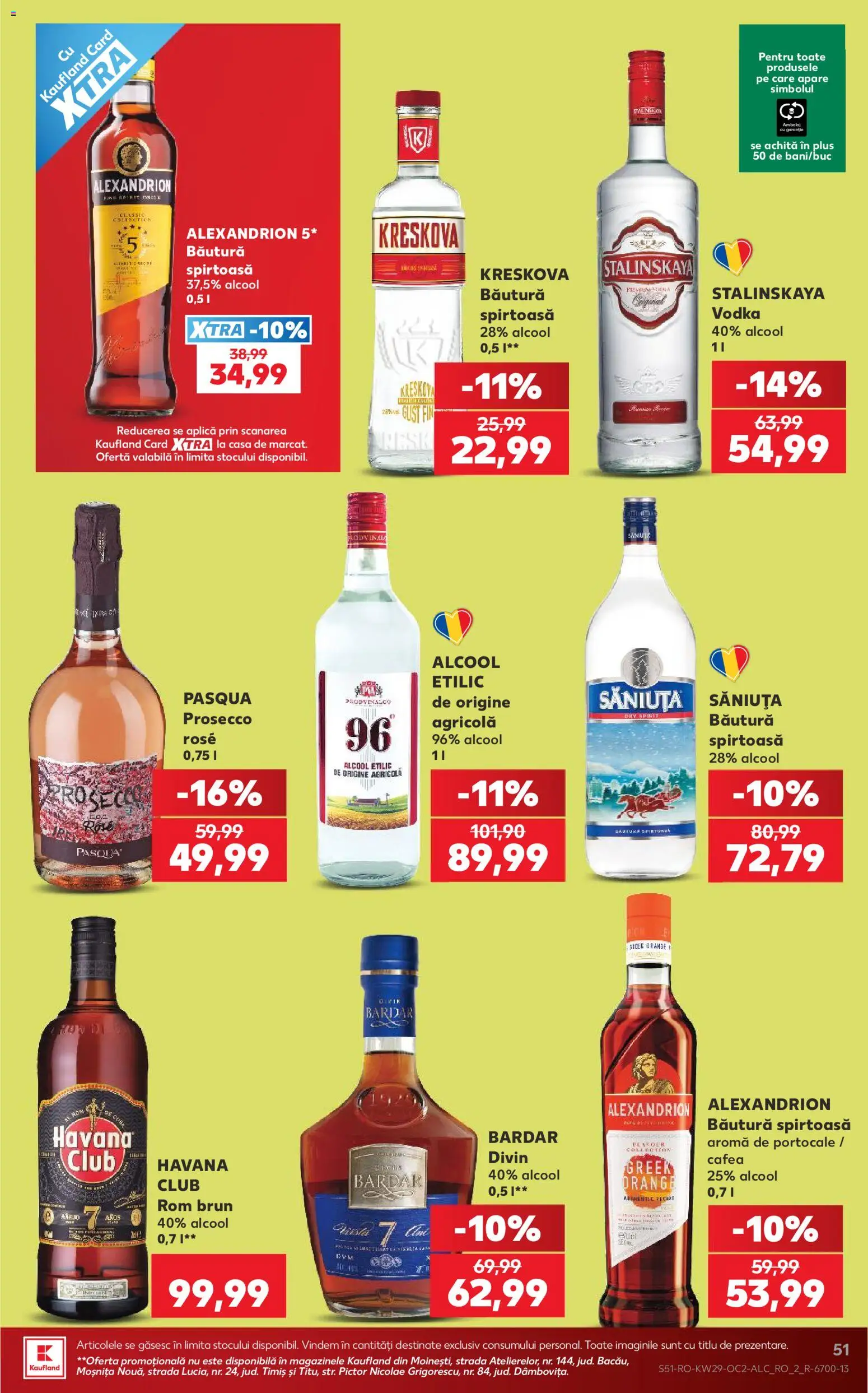 Noul catalog Kaufland – valabil de la 15.07.2026 | Pagină: 51 | Produse: Aplică, Rom, Vodka, Plus
