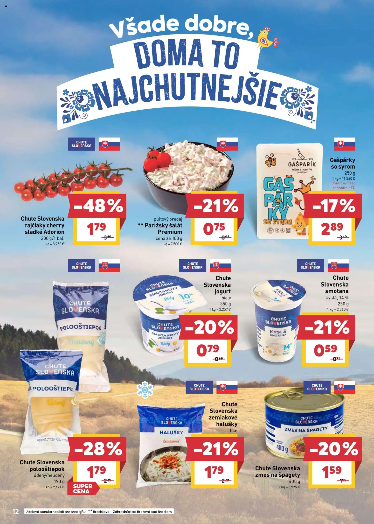 Nové Billa akcie – leták je platný od 17.06.2026 | Strana: 12 | Produkty: Jogurt, Smotana, Bravčové mäso, Šalát