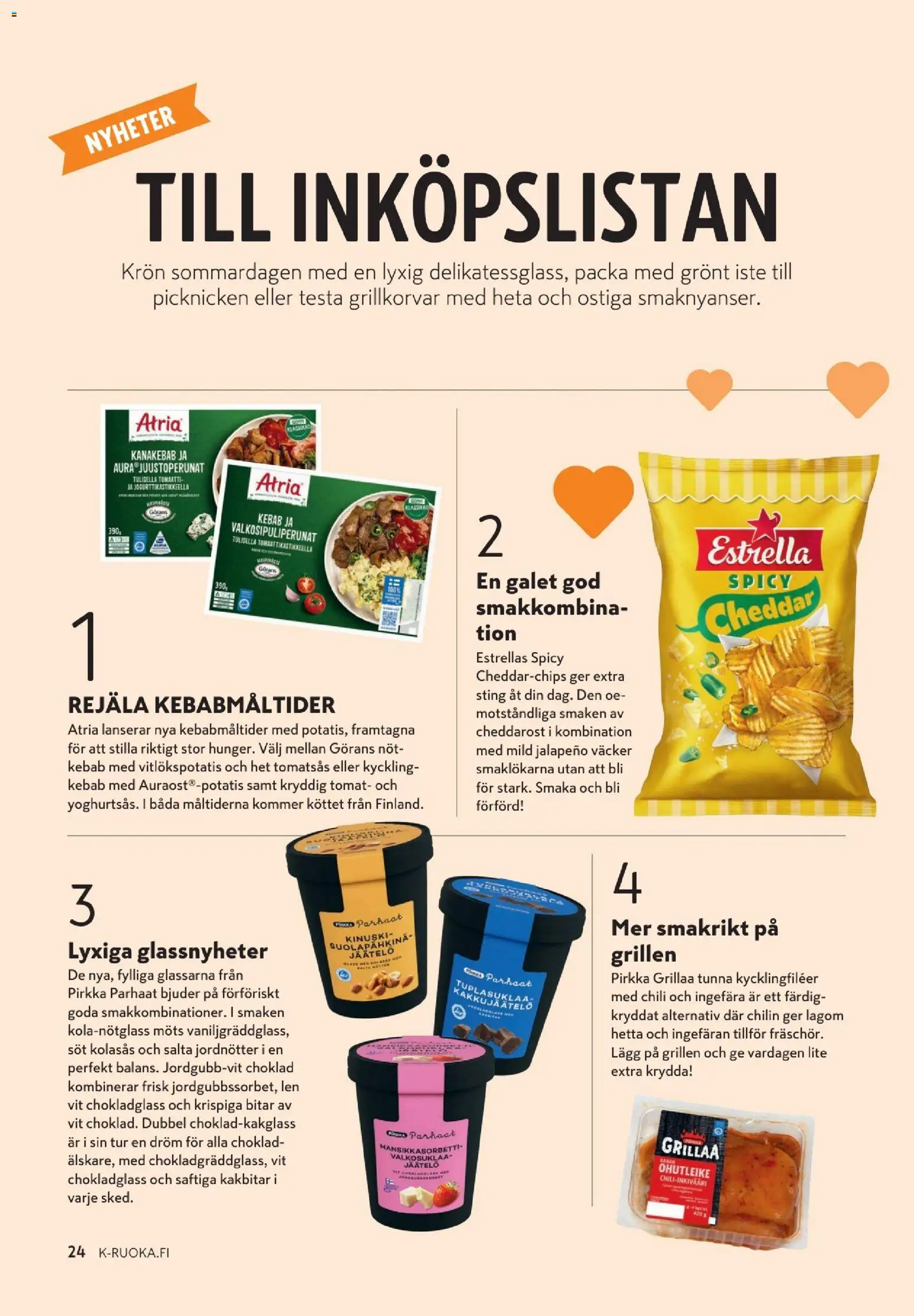K-Supermarket tarjoukset - K-mat – voimassa 10.06.2026 alkaen | Sivu: 24 | Tuotteet: Cheddar, Chili, Jäätelö