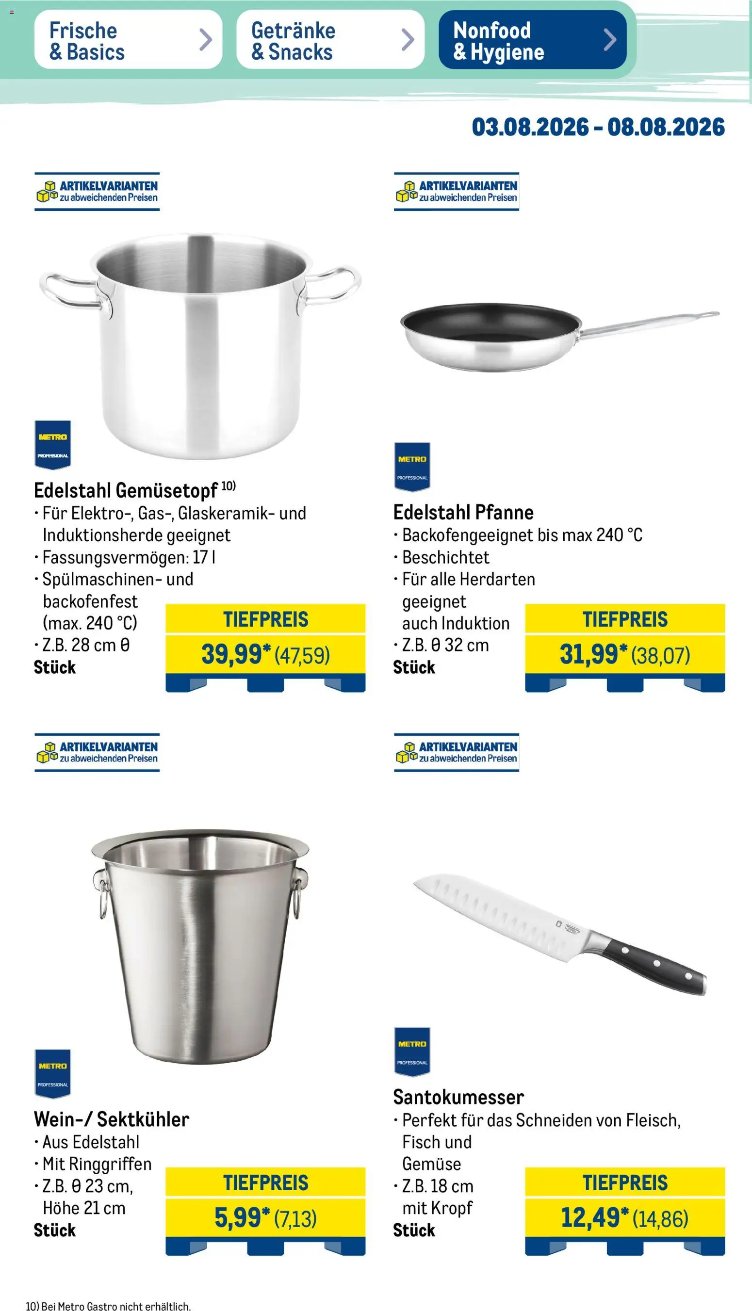 Metro Non Food & Hygiene – gültig ab 03.08.2026 | Seite: 2 | Produkte: Fisch, Gemüse