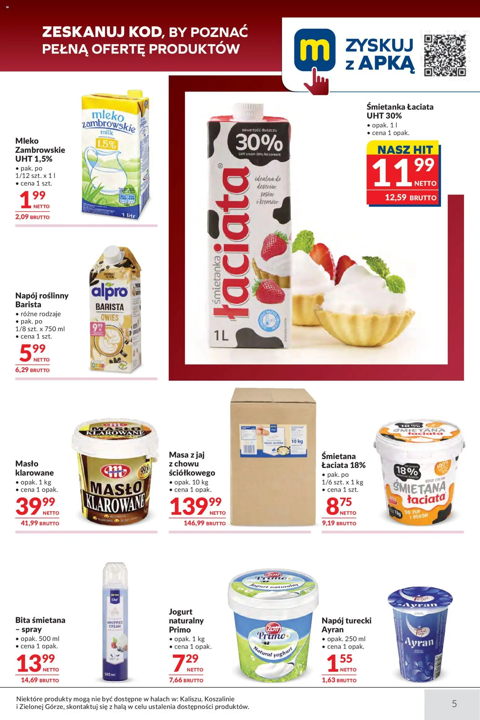 Makro gazetka - Oferta dla gastronomii od 18.08.2026 | Strona: 5 | Produkty: Napój roślinny, Masło, Jogurt, Ayran