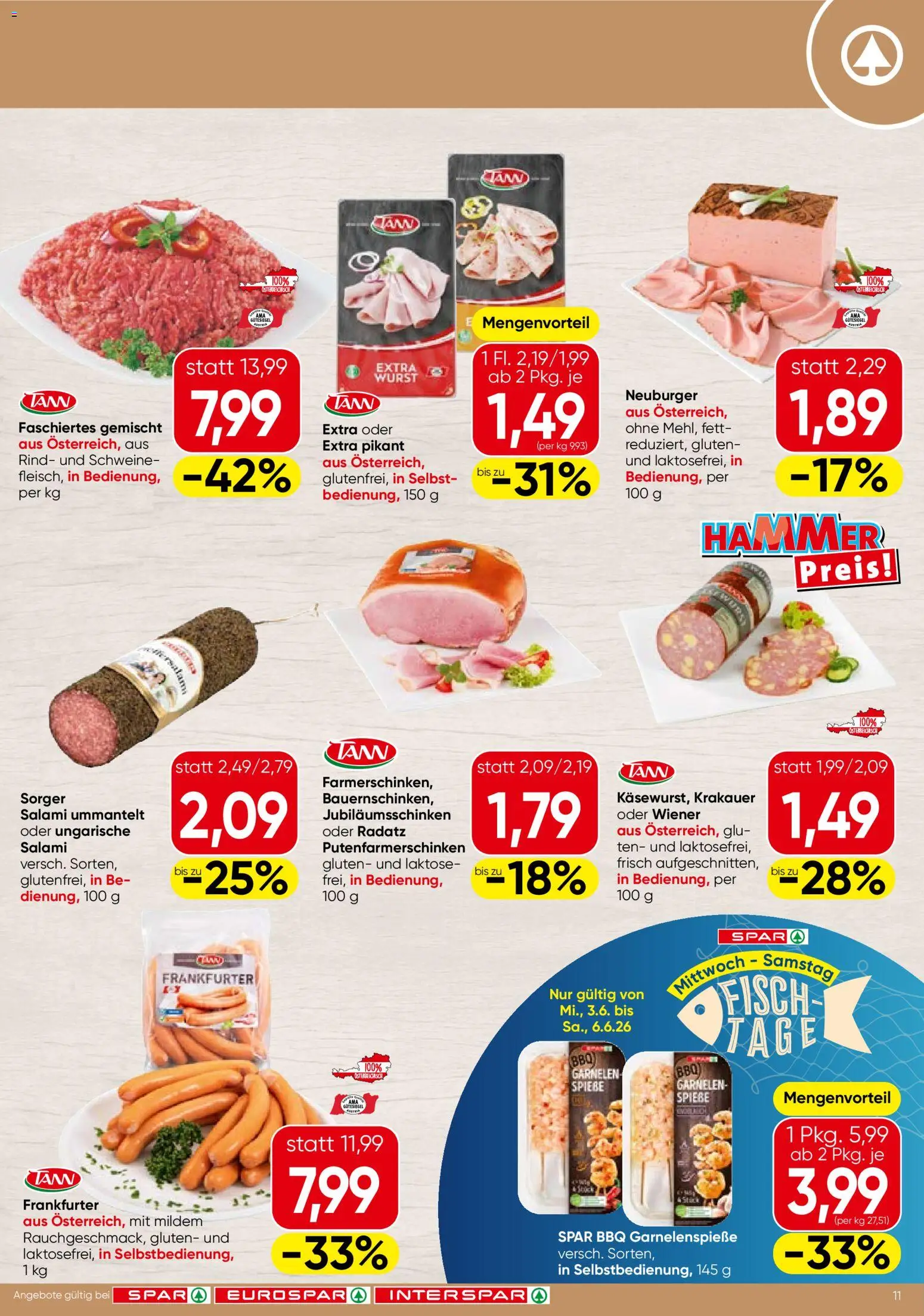Spar - Steiermark gültig ab 03.06.2026 | Seite: 11 | Produkte: Wurst, Salami, Fisch
