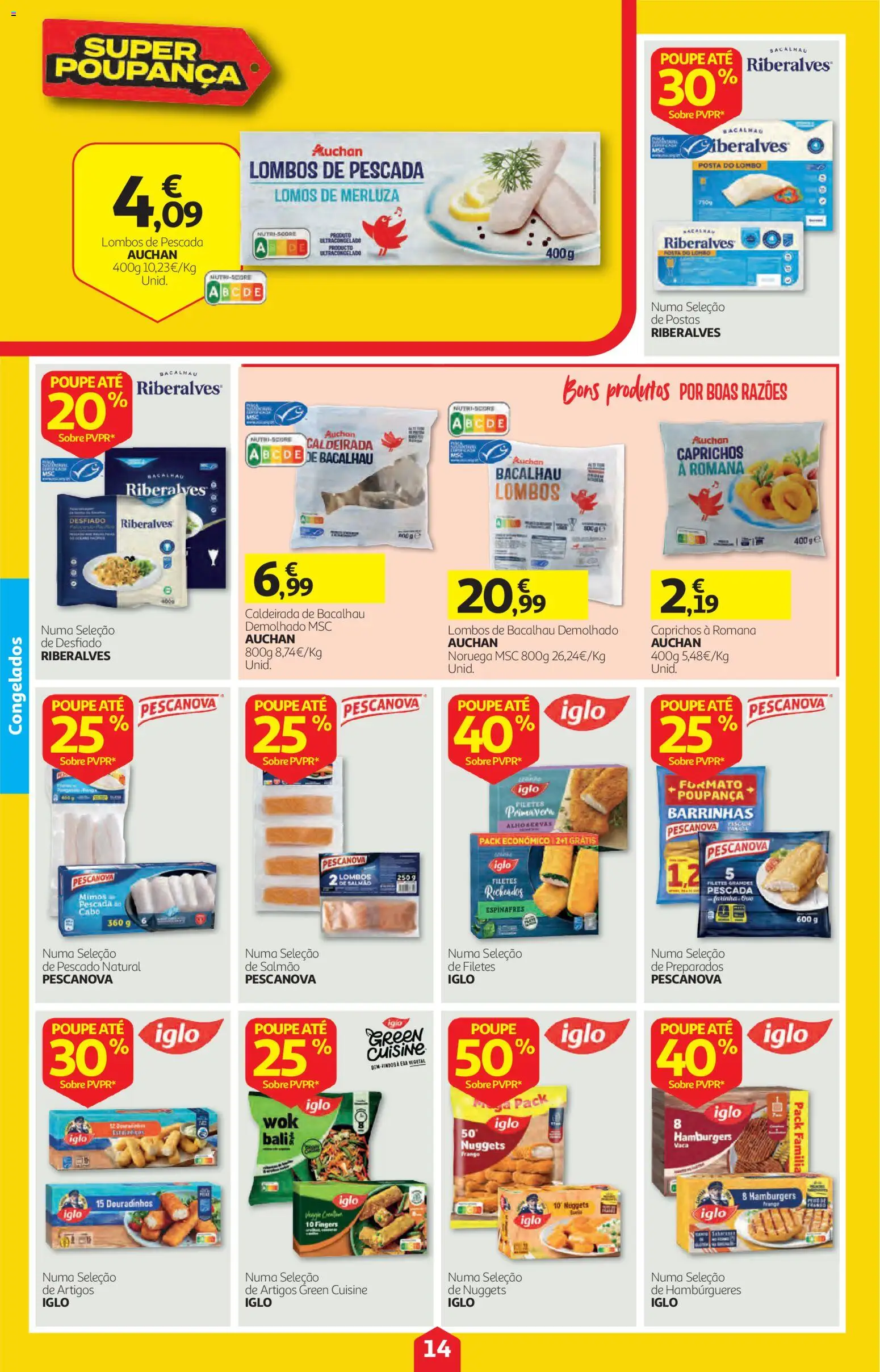 Auchan folheto │ válido de 22/10/2026 | Página: 14 | Produtos: Espinafres, Frango, Salmão, Nuggets