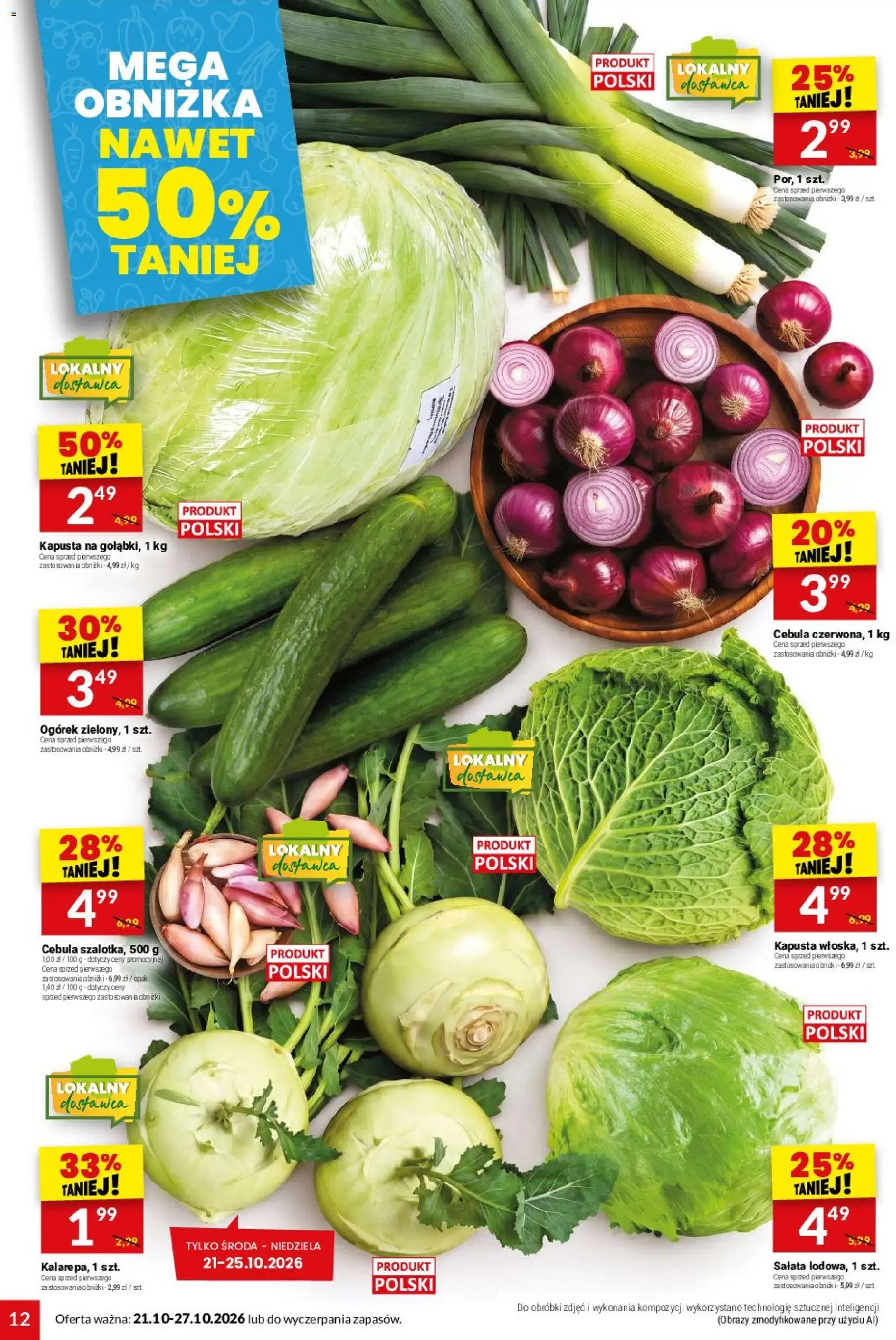 Twój Market gazetka od 21.10.2026 | Strona: 12 | Produkty: Kapusta, Cebula, Sałata, Ogórek