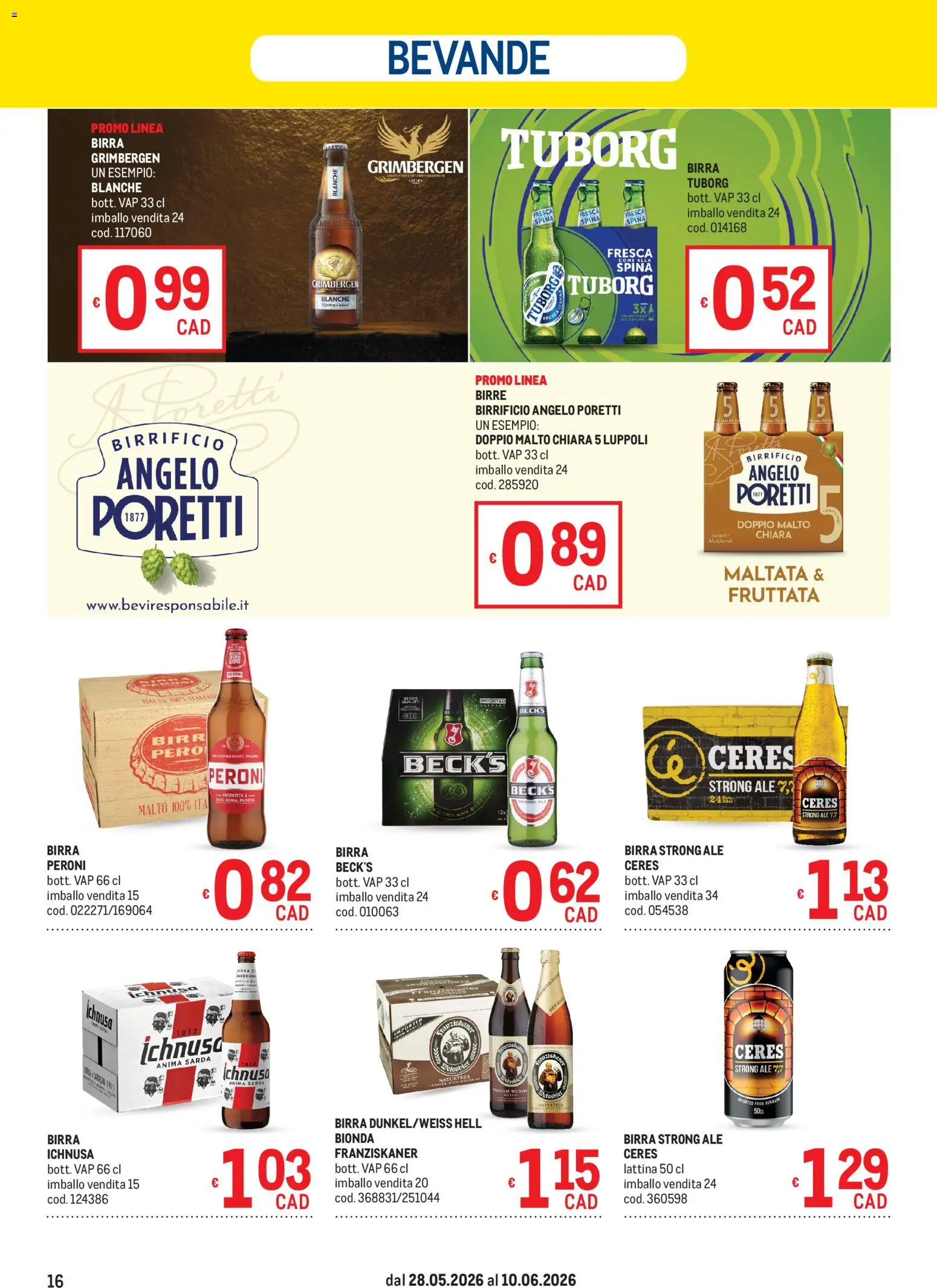 Volantino Metro del 28.05.2026 | Pagina: 16 | Prodotti: Birra, Ceres