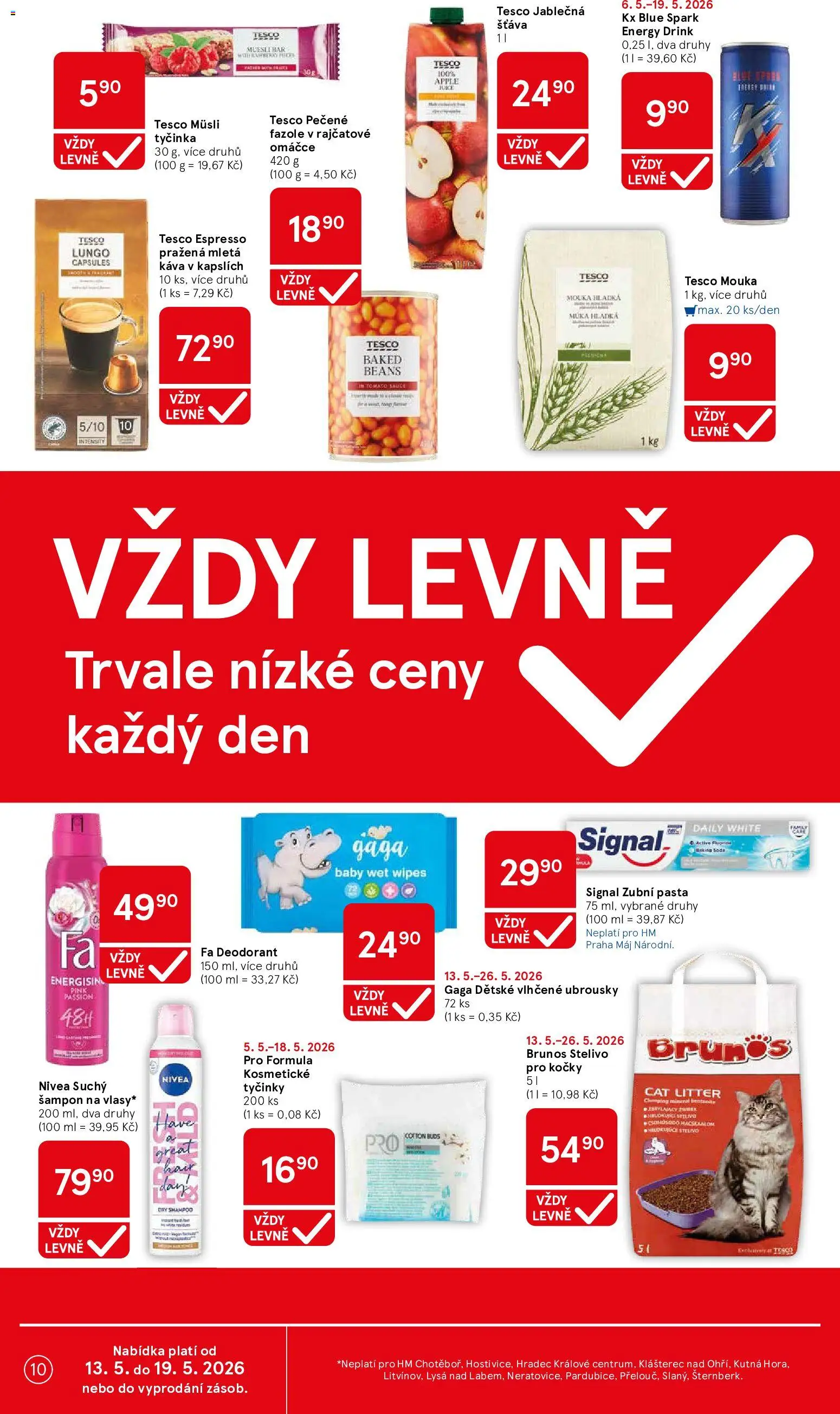 Tesco leták - Hypermarket od 13.05.2026 | Strana: 10 | Produkty: Deodorant, Nivea, Káva, Apple