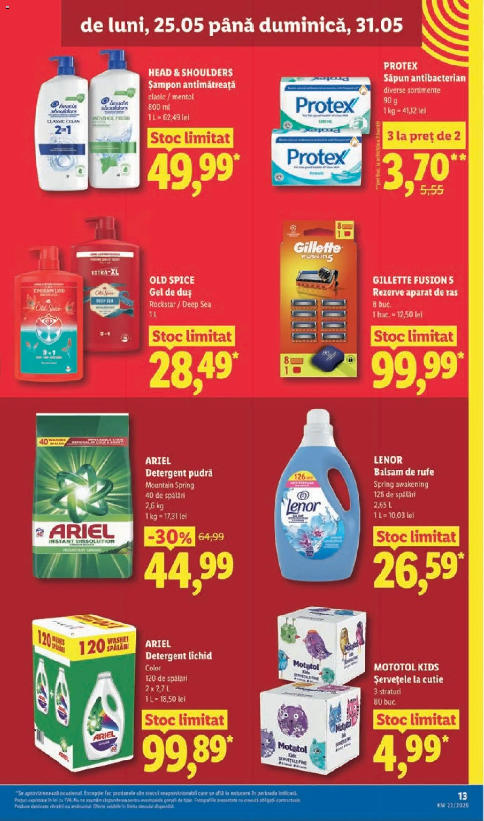 Noul catalog Lidl – valabil de la 25.05.2026 | Pagină: 13 | Produse: Kısırlaştırılmış Kedi Maması, Aparat De Ras, Șampon, Gel de duș