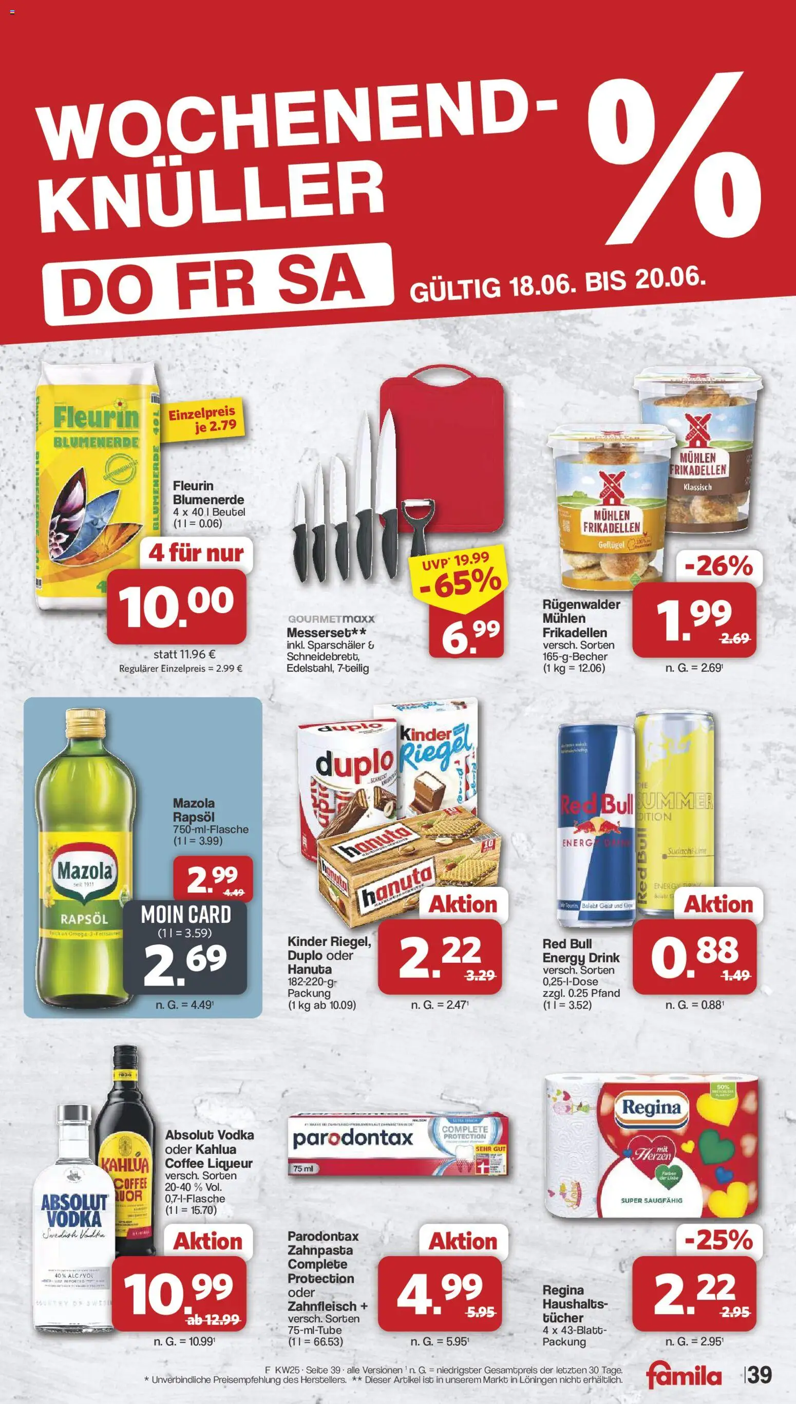 Famila Nordwest Prospekt – gültig ab 15.06.2026 | Seite: 44 | Produkte: Rapsöl, Zahnpasta, Duplo riegel, Vodka