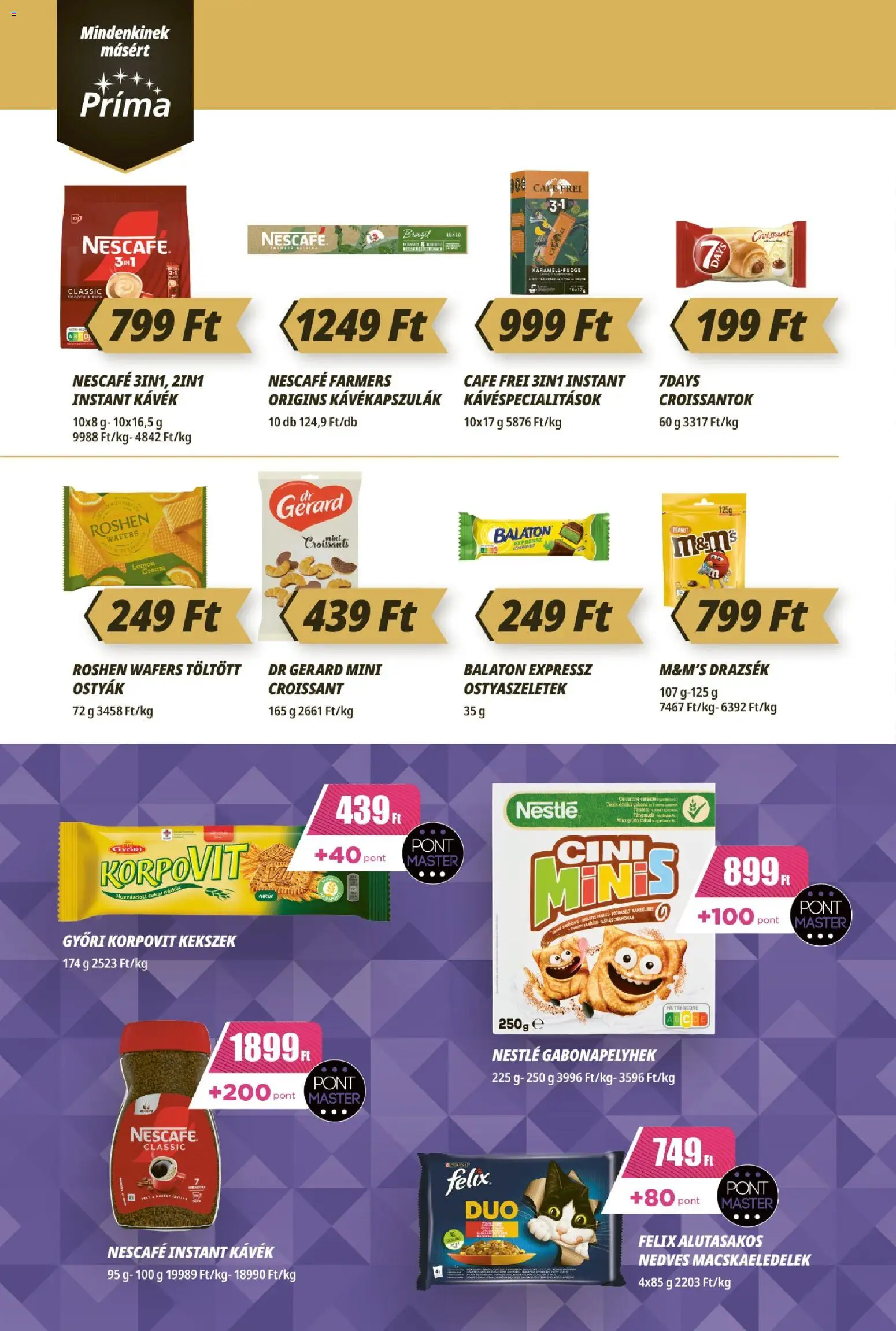 CBA Príma akciós ujság - amely érvényes a következő dátumtól: 11.06.2026 | Oldal: 6 | Termékek: Nescafé, Croissant, Kekszek, Cukor
