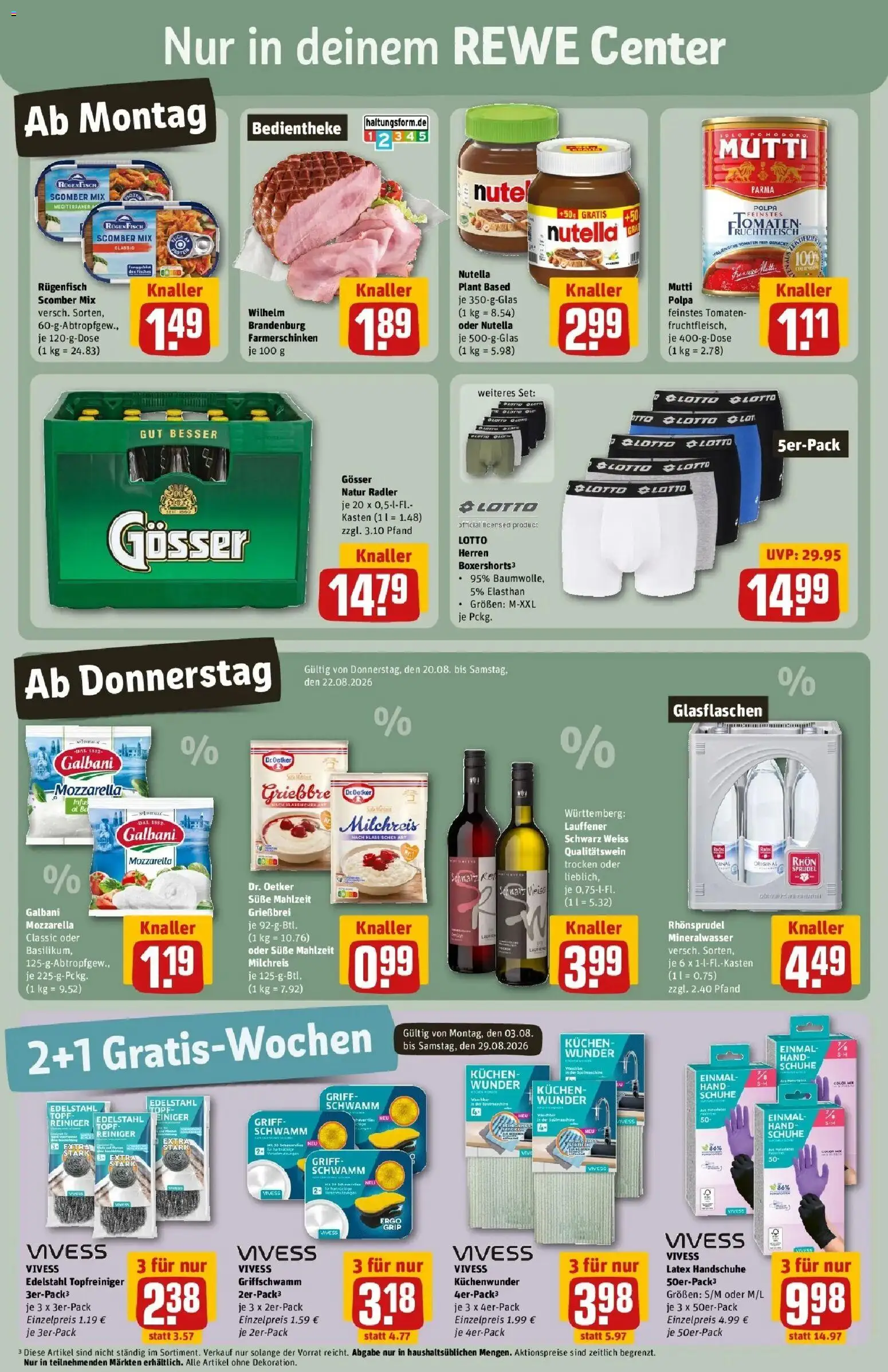REWE Prospekt ab 17.08.2026 zum Blättern » Angebote | Seite: 3 | Produkte: Tomaten, Nutella, Radler, Kuchen