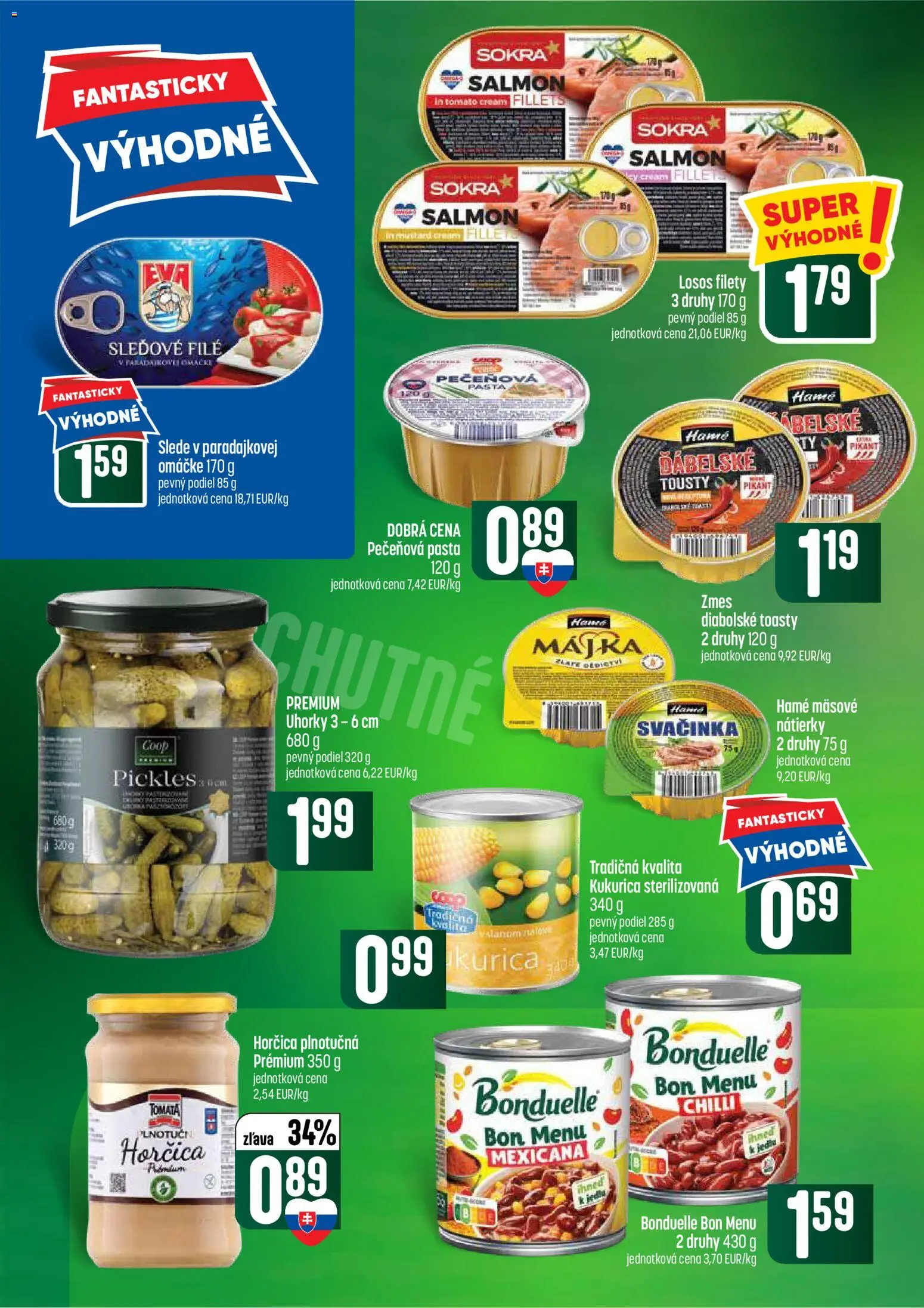 Nové COOP Jednota akcie – leták je platný od 18.06.2026 | Strana: 34 | Produkty: Chilli, Losos, Kukurica, Uhorky