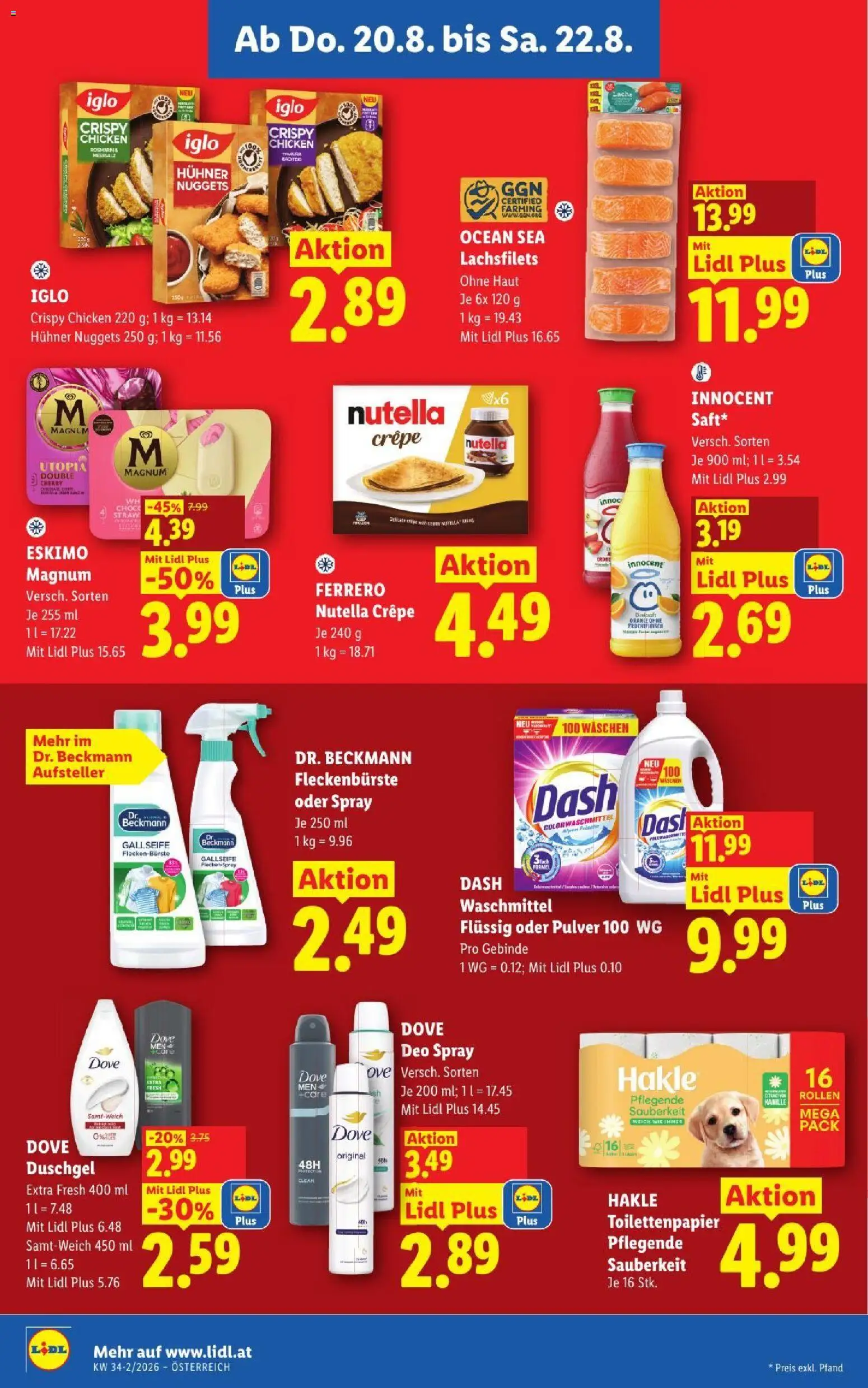 Lidl - Flugblatt gültig ab 20.08.2026 | Seite: 12 | Produkte: Nutella, Duschgel, Deodorant, Waschmittel