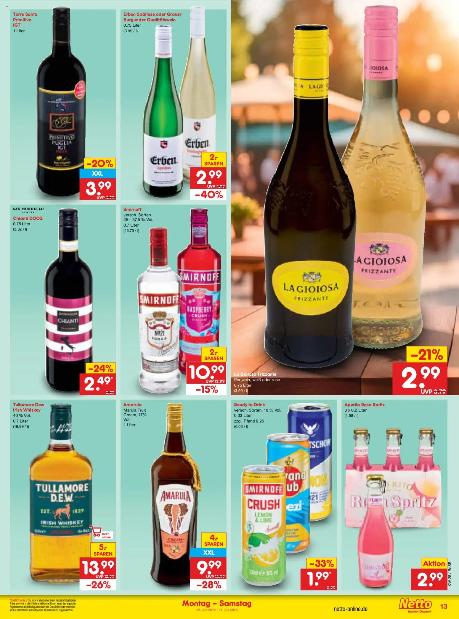 Netto Marken-Discount Prospekt – gültig ab 06.07.2026 | Seite: 19 | Produkte: Smirnoff, Vodka, Whiskey