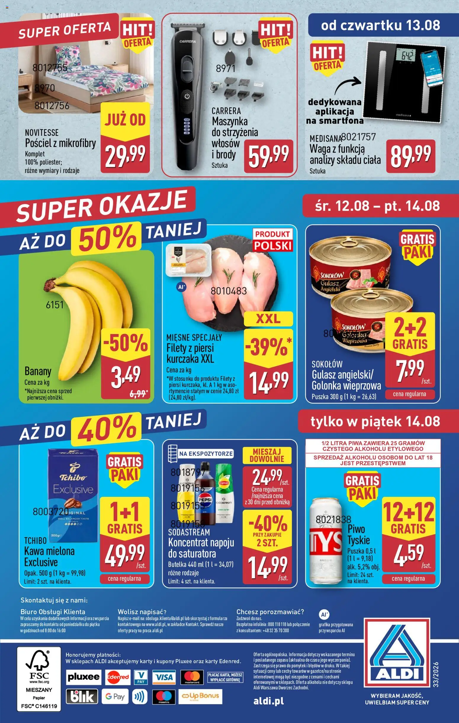 Aldi gazetka od 10.08.2026 | Strona: 43 | Produkty: Piwo tyskie, Specjały, Pepsi, Kawa