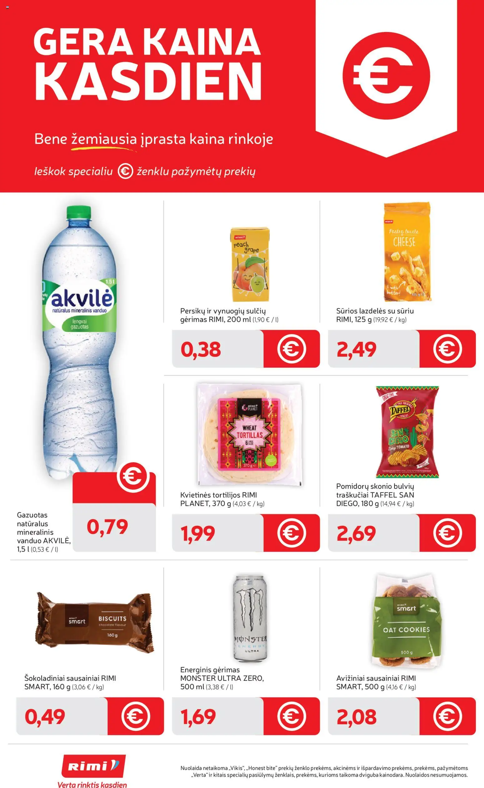 Rimi akcijos nuo 09.06.2026 | Puslapis: 26 | Prekių: Sausainiai, Energinis gėrimas, Traškučiai, Mineralinis vanduo