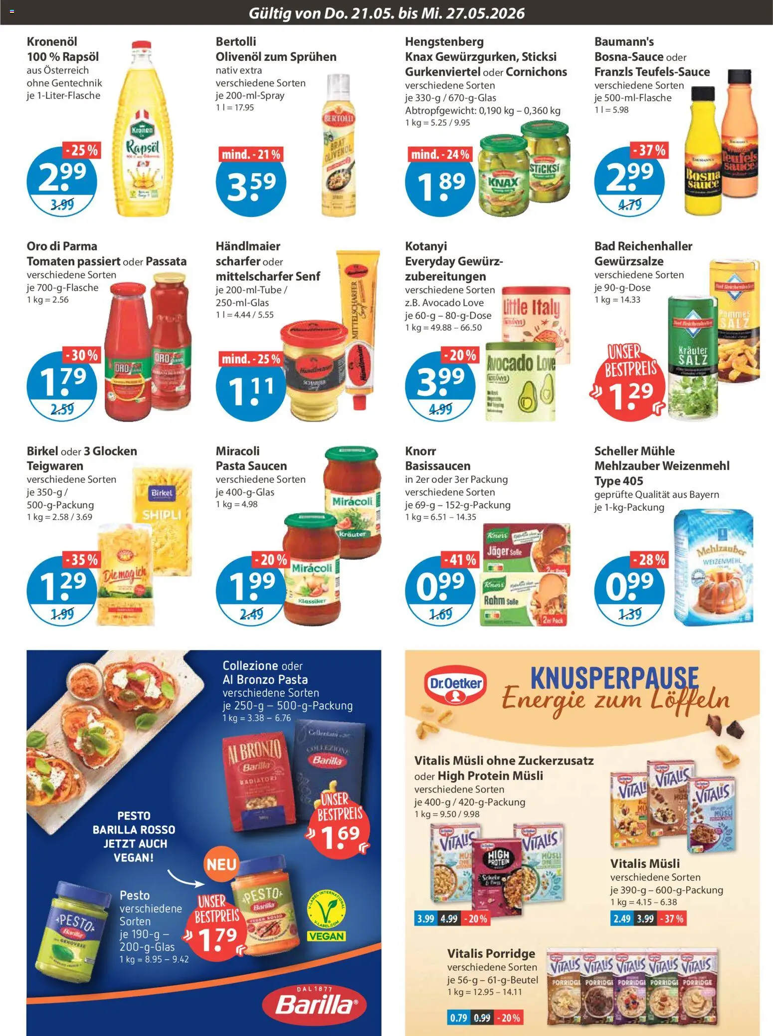 V-Markt Schwaben / Oberbayern – gültig ab 21.05.2026 | Seite: 7 | Produkte: Barilla, Weizenmehl, Soße, Pasta