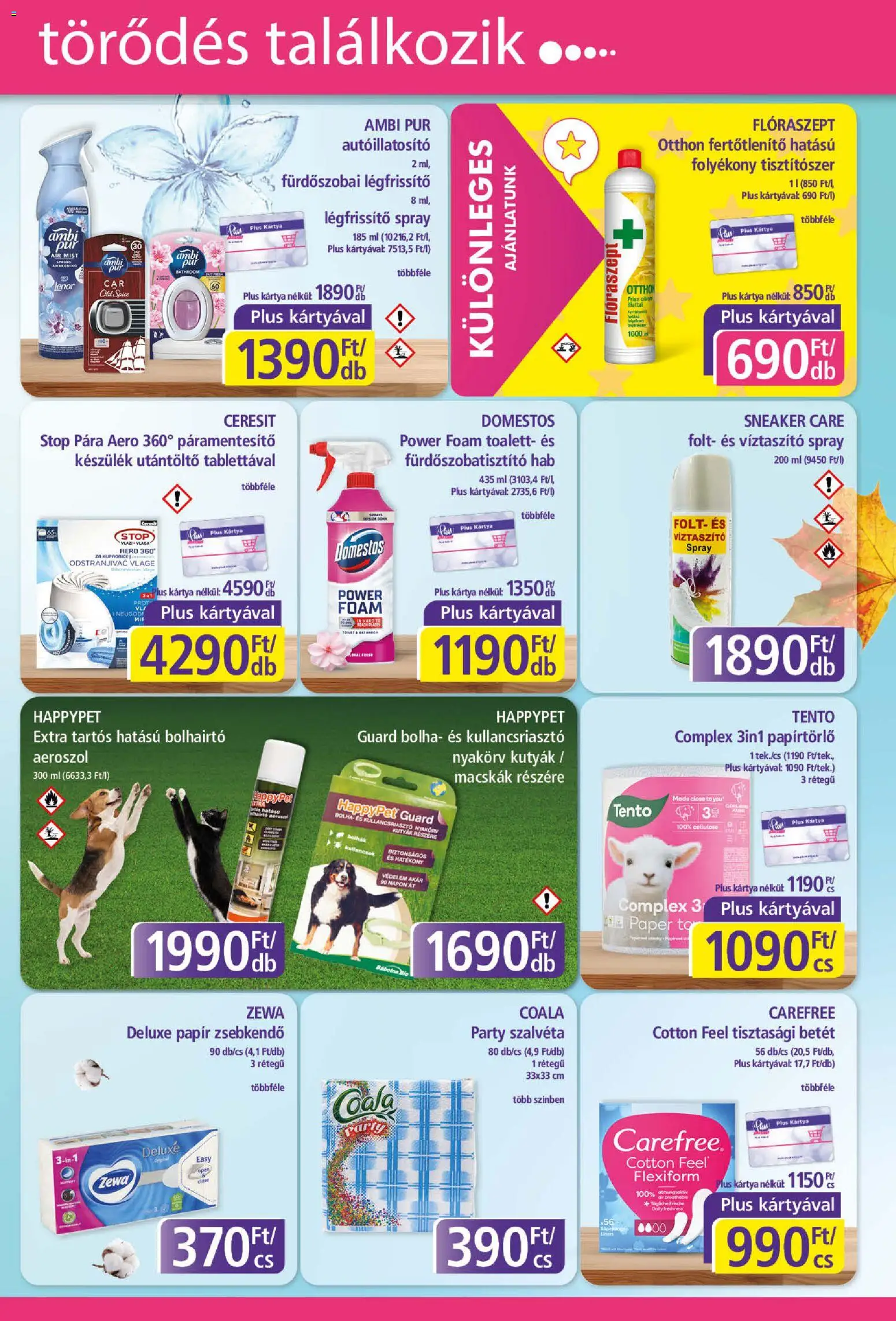 Plus Market akciós ujság - amely érvényes a következő dátumtól: 2026.09.17. | Oldal: 3 | Termékek: Légfrissítő spray, Old spice, Kullancsriasztó, Domestos