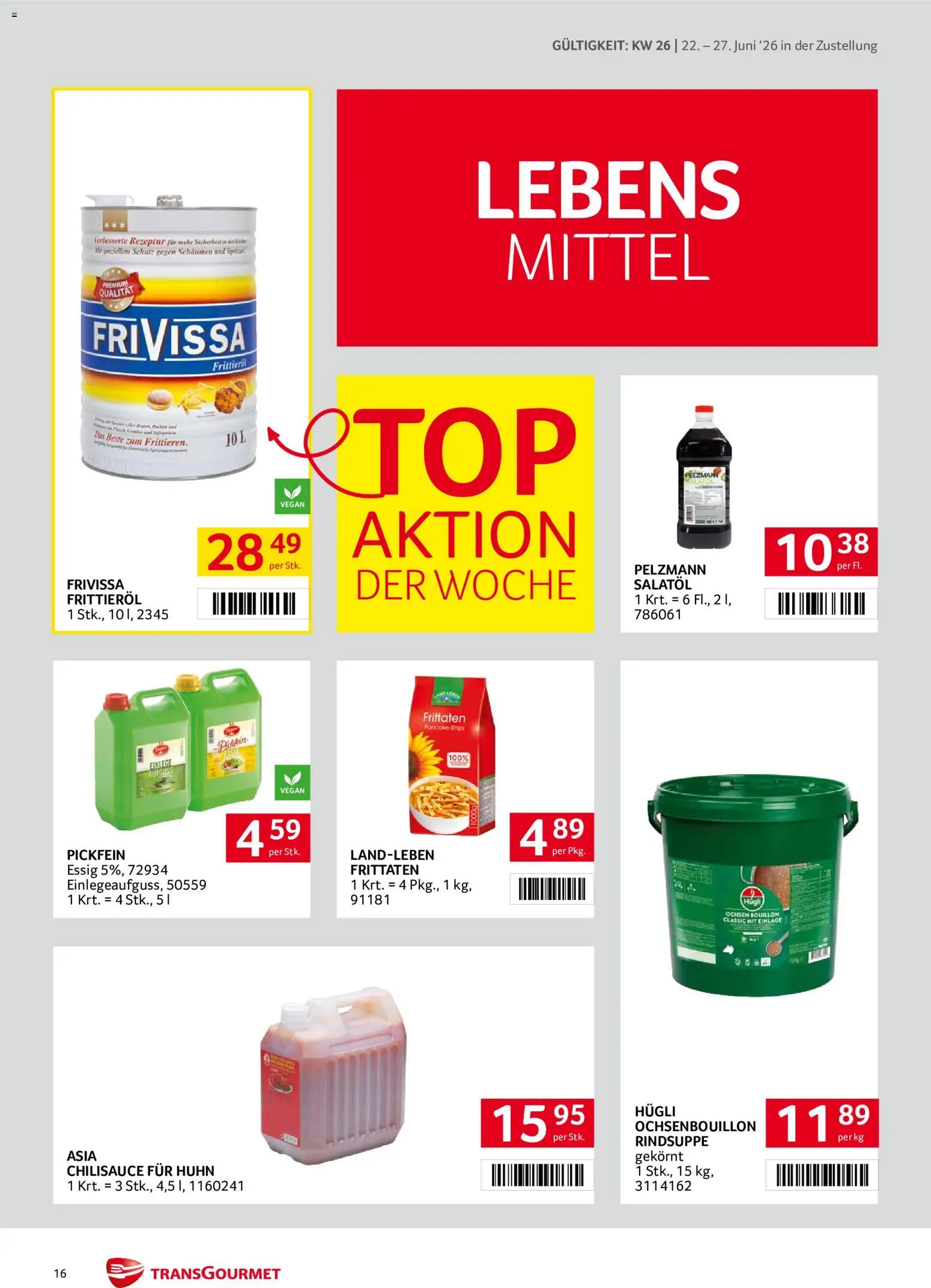 Transgourmet - Broschüre gültig ab 22.06.2026 | Seite: 16 | Produkte: Huile à frire