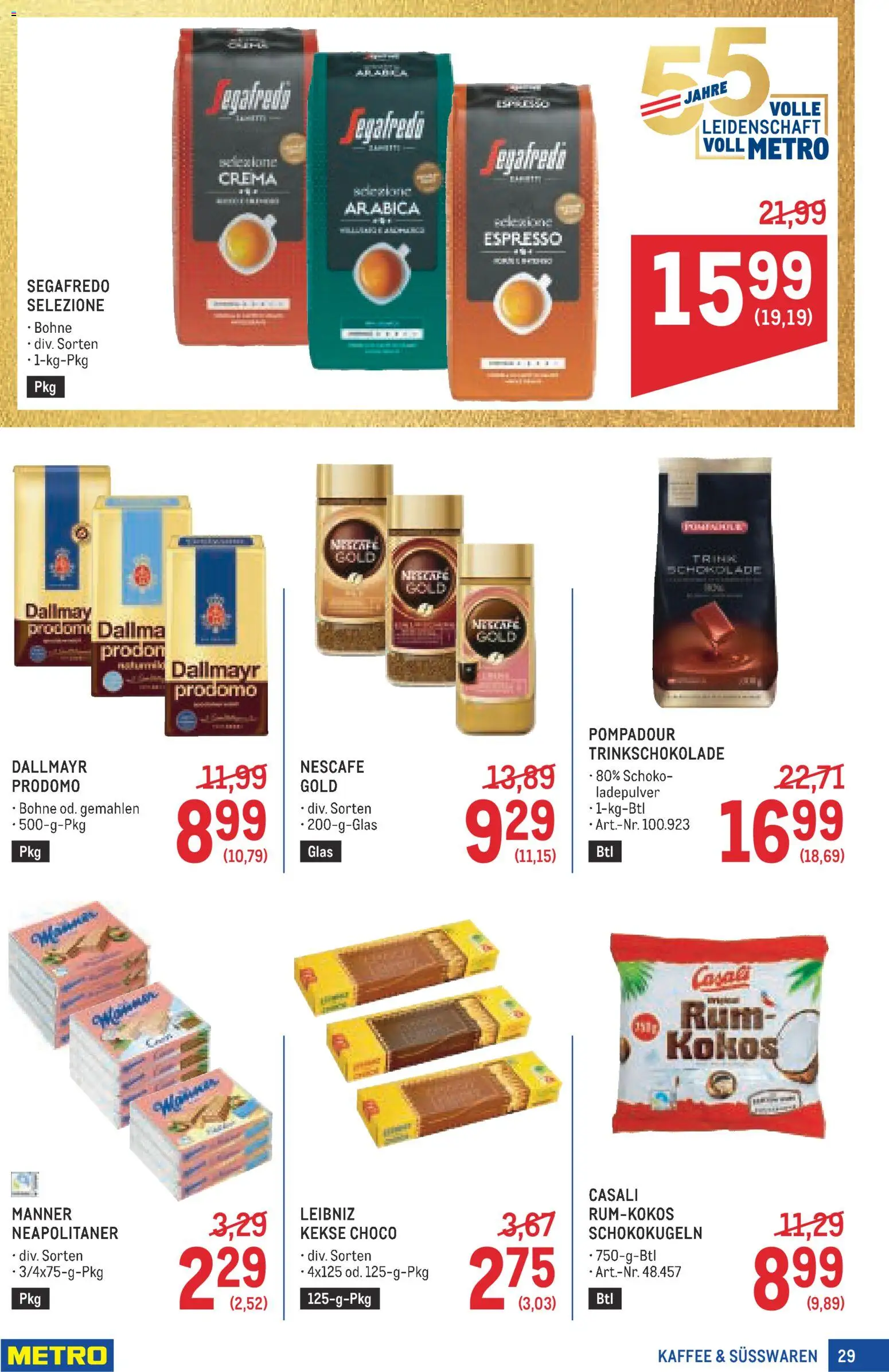 Metro angebote Profi gültig ab 29.10.2026 | Seite: 29 | Produkte: Kekse, Bohne, Kaffee, Süßwaren