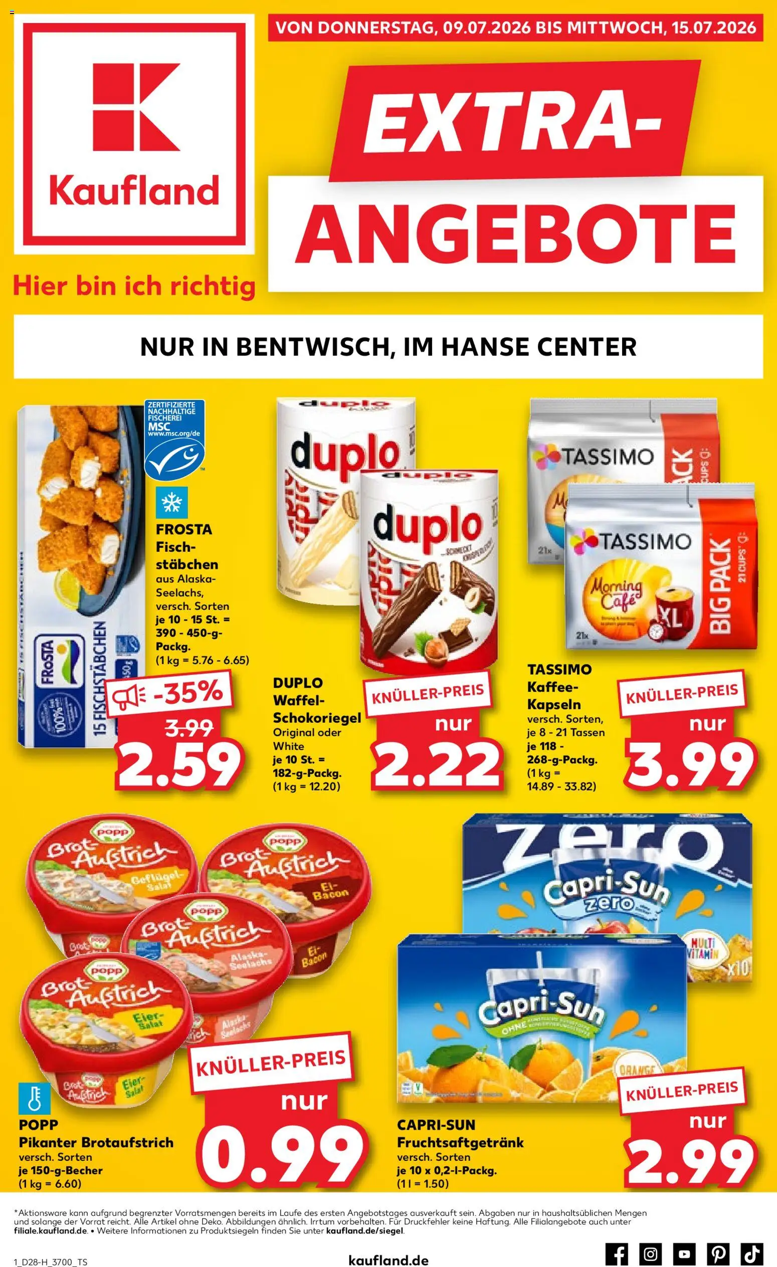 Kaufland Německo leták - Rostock od 09.07.2026 | Strana: 1 | Produkty: Tassimo, Salát