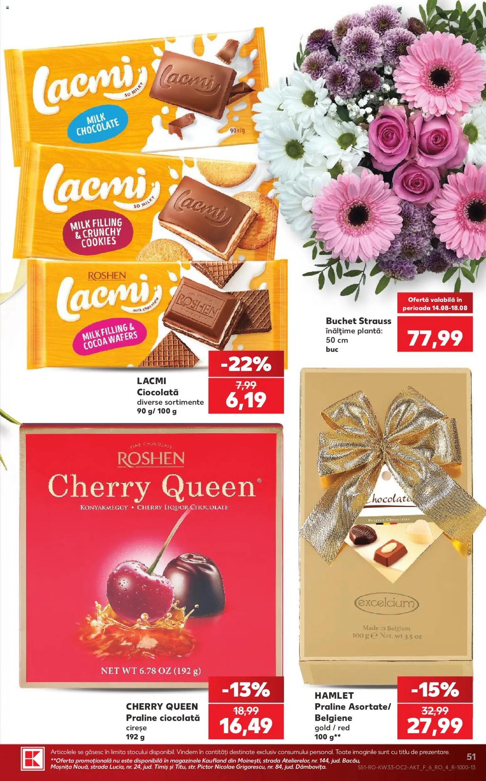 Noul catalog Kaufland – valabil de la 12.08.2026 | Pagină: 51 | Produse: Praline, Ciocolată, Cireșe