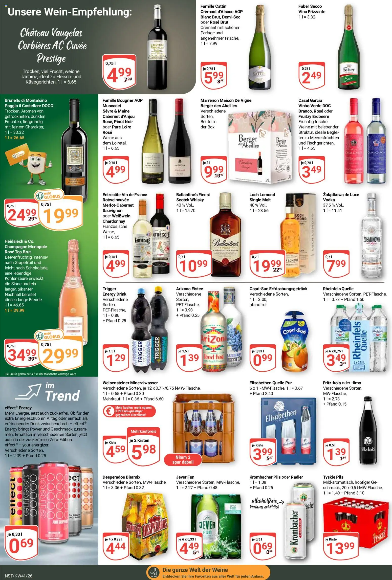 Globus Prospekt Neustadt a.d. Weinstraße – gültig ab 05.10.2026 | Seite: 19 | Produkte: Desperados, Vodka, Fleisch, Rheinfels quelle