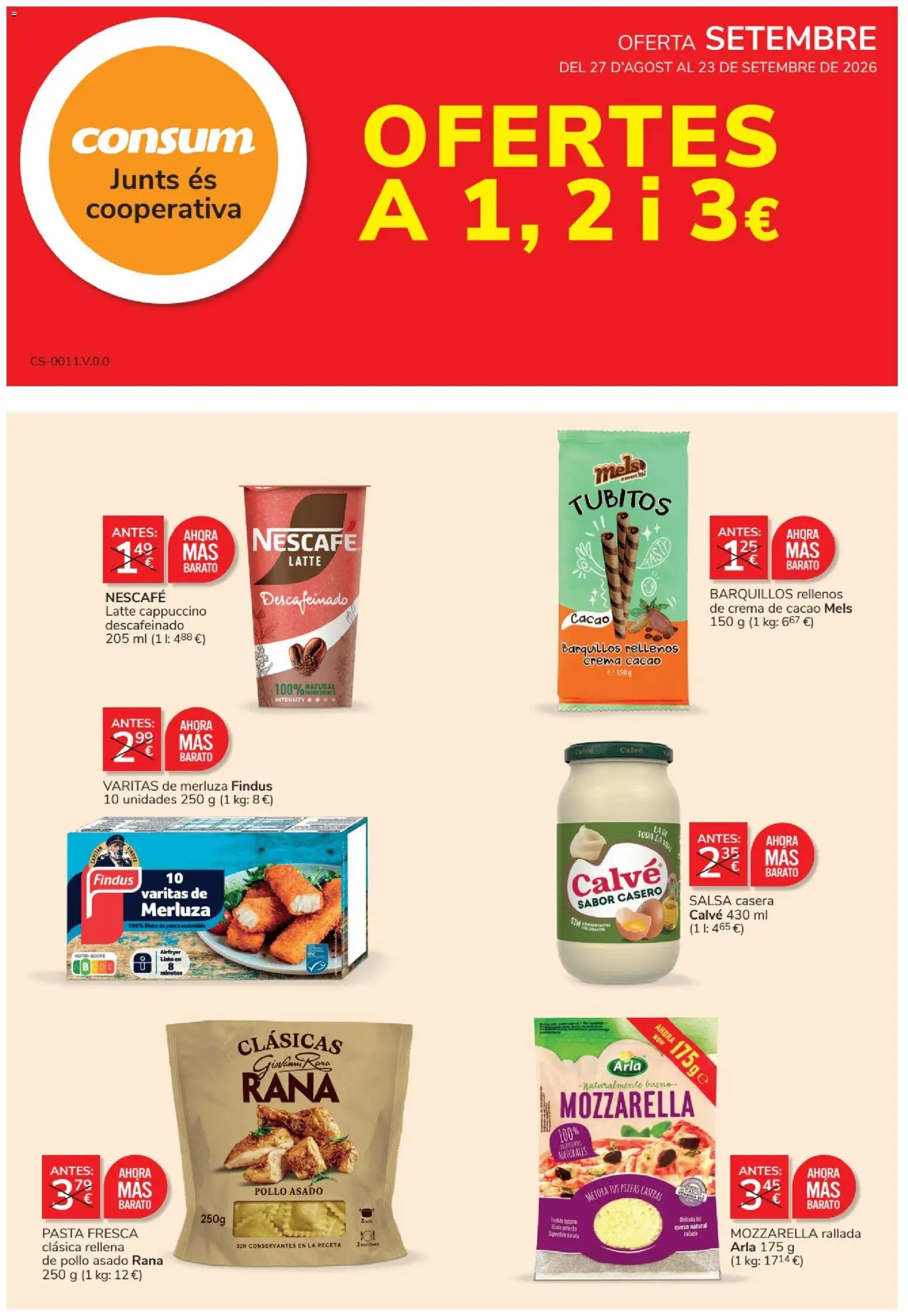 Consum folleto │ válido desde el 27/08/2026 | Página: 1 | Productos: Crema de cacao, Pasta, Crema, Filete