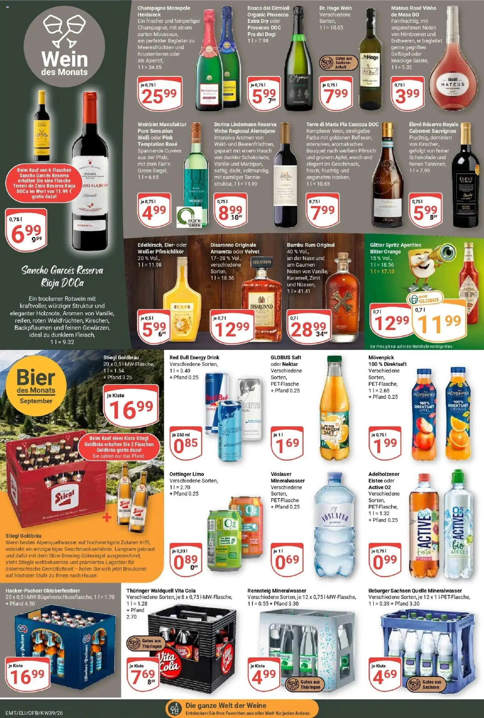 Globus Prospekt Mittelhausen (ab 21.09.2026) » Angebote online | Seite: 22 | Produkte: Eier, Äpfel, Oettinger, Mineralwasser