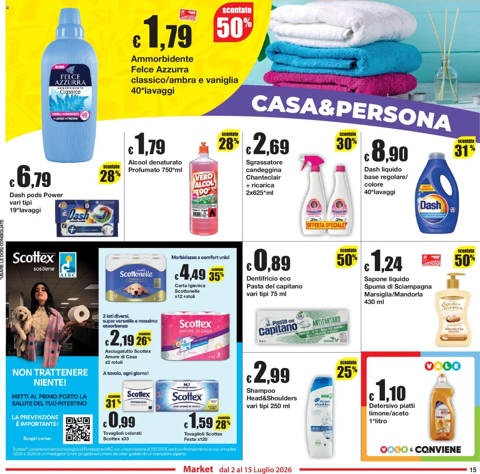Volantino Sì con Te del 02/07/2026 | Pagina: 15 | Prodotti: Carta igienica, Sapone, Pasta, Profumo