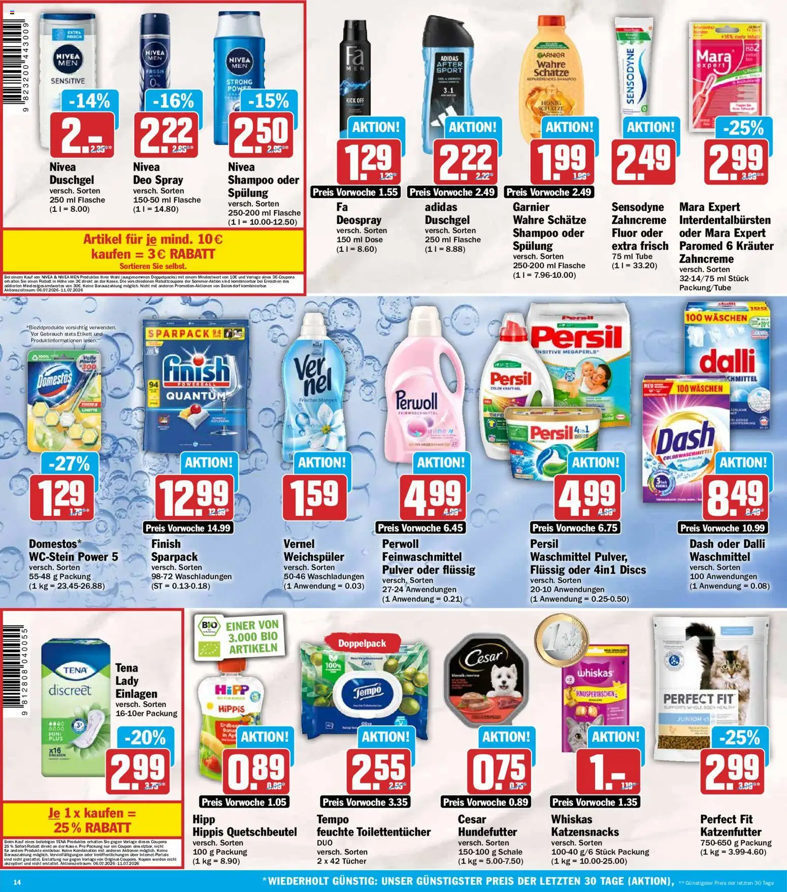 HIT Prospekt – gültig ab 06.07.2026 | Seite: 14 | Produkte: Finish, Shampoo, Waschmittel, Persil