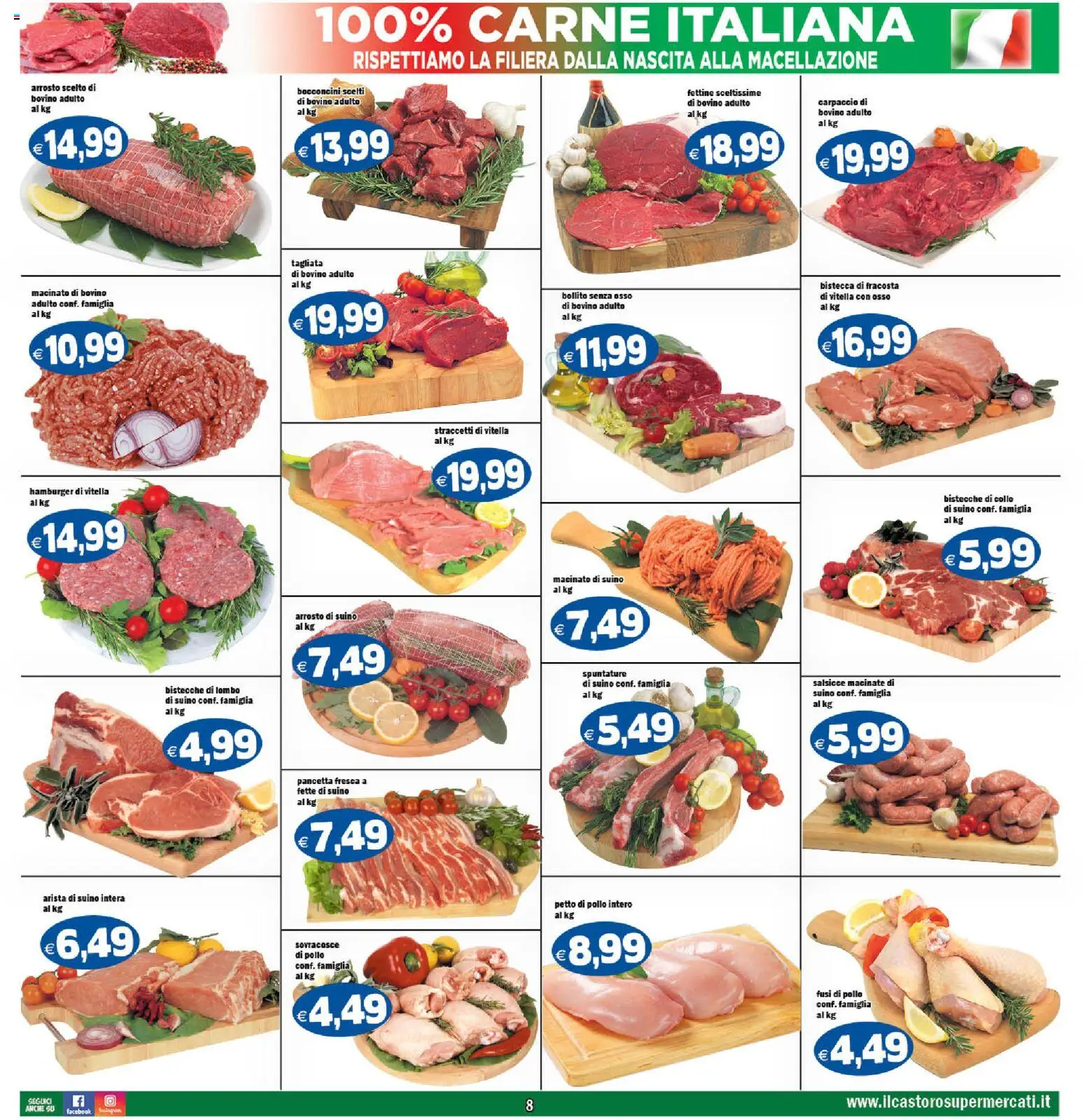 Volantino Il Castoro del 29.05.2026 | Pagina: 8 | Prodotti: Arrosto, Pollo, Suino, Macinato
