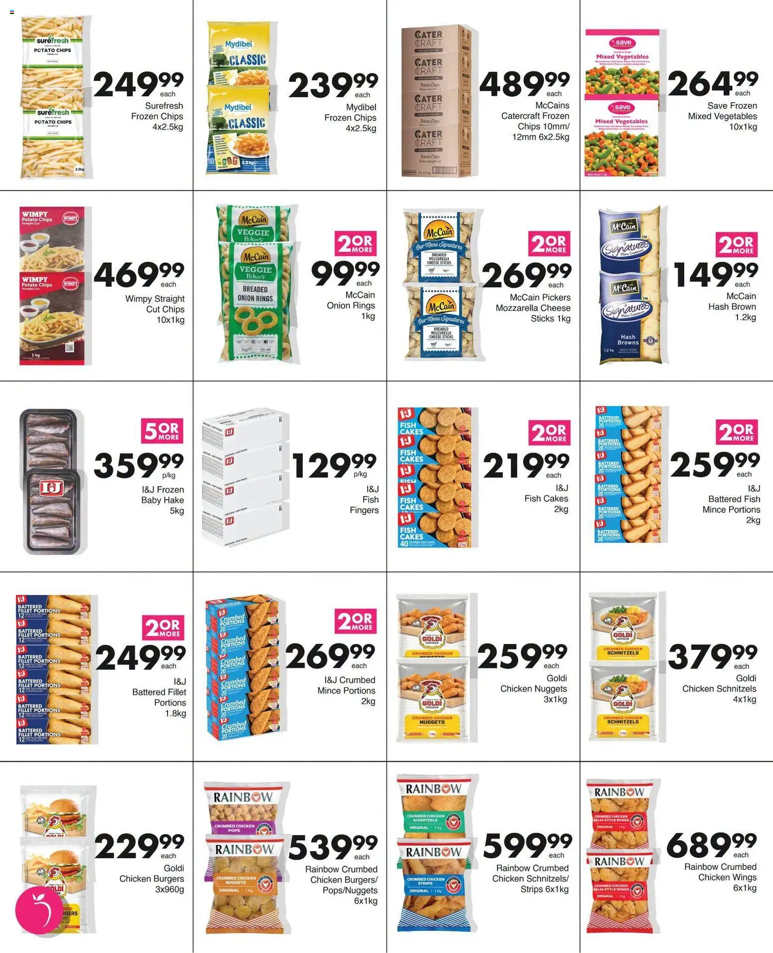 New Save catalogue – valid from 27/07/2026 | Page: 3 | Products: Cheese sticks, Fish, Burgers, Mozzarella