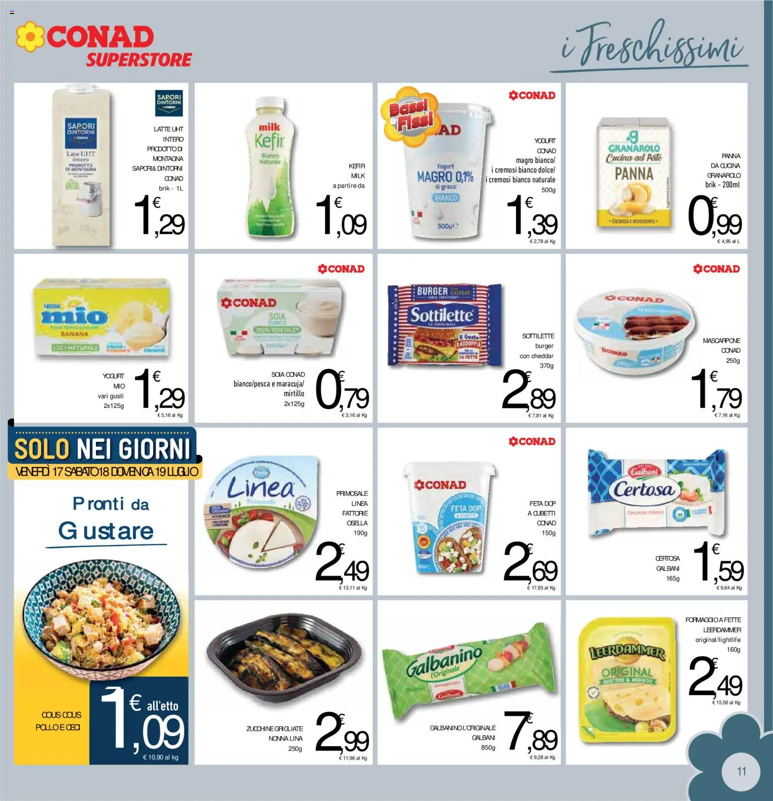 Volantino Conad del 15/07/2026 | Pagina: 11 | Prodotti: Pollo, Panna, Formaggio, Feta