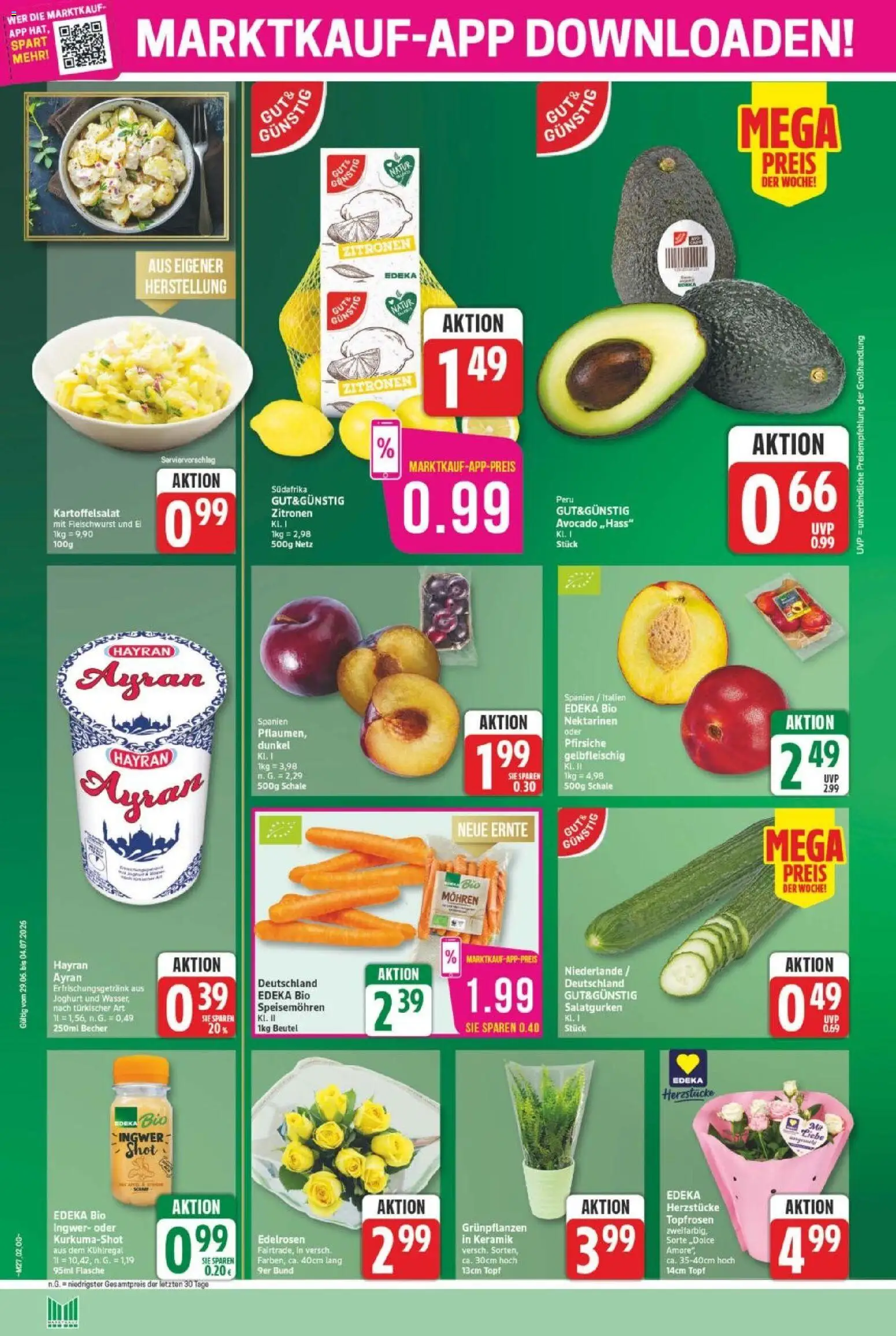 Marktkauf Prospekt – gültig ab 29.06.2026 | Seite: 2 | Produkte: Nektarinen, Joghurt, Mohren, Zitronen
