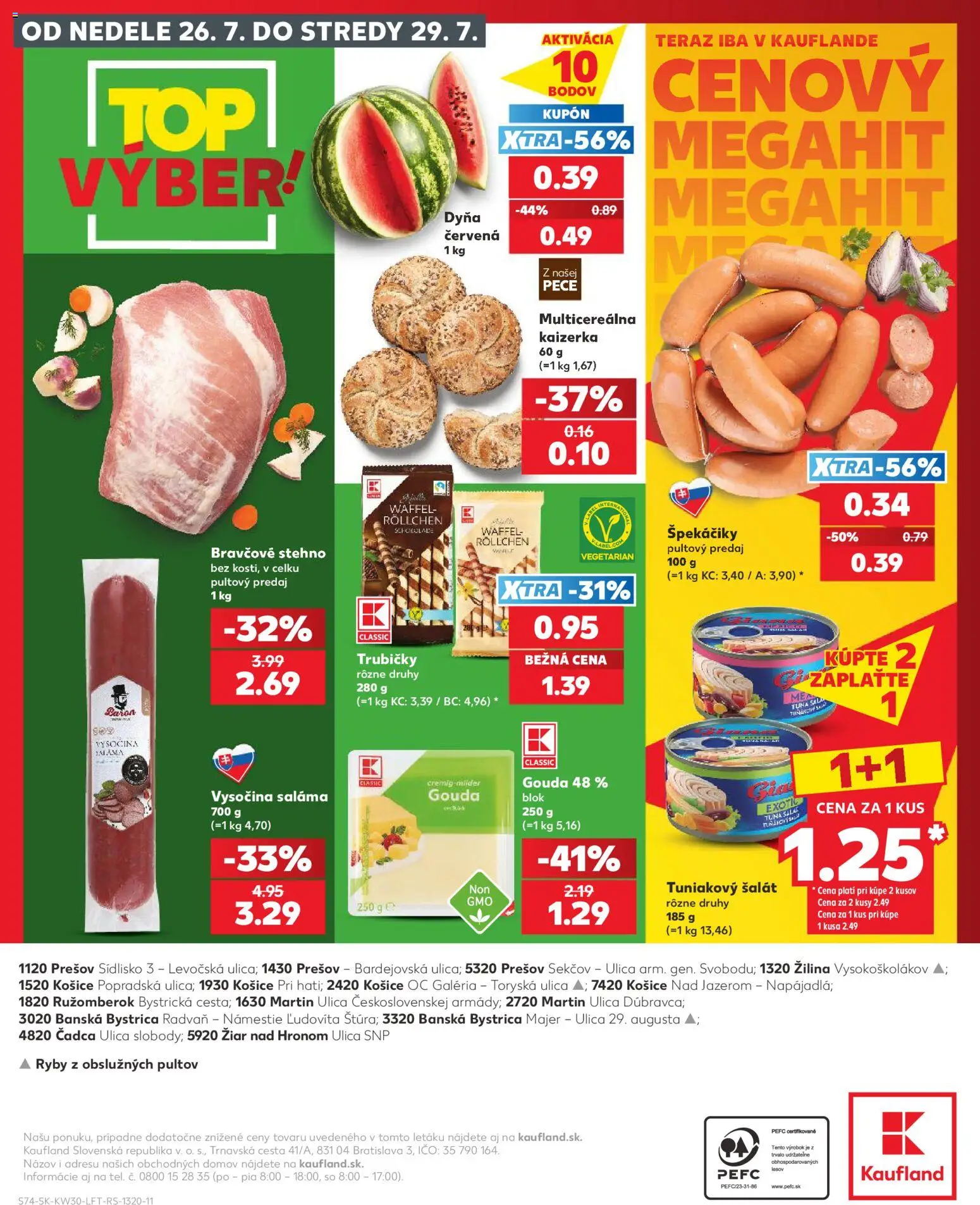 Nové Kaufland akcie – leták je platný od 23.07.2026 | Strana: 74 | Produkty: Saláma, Gouda, Bravčové stehno, Šalát