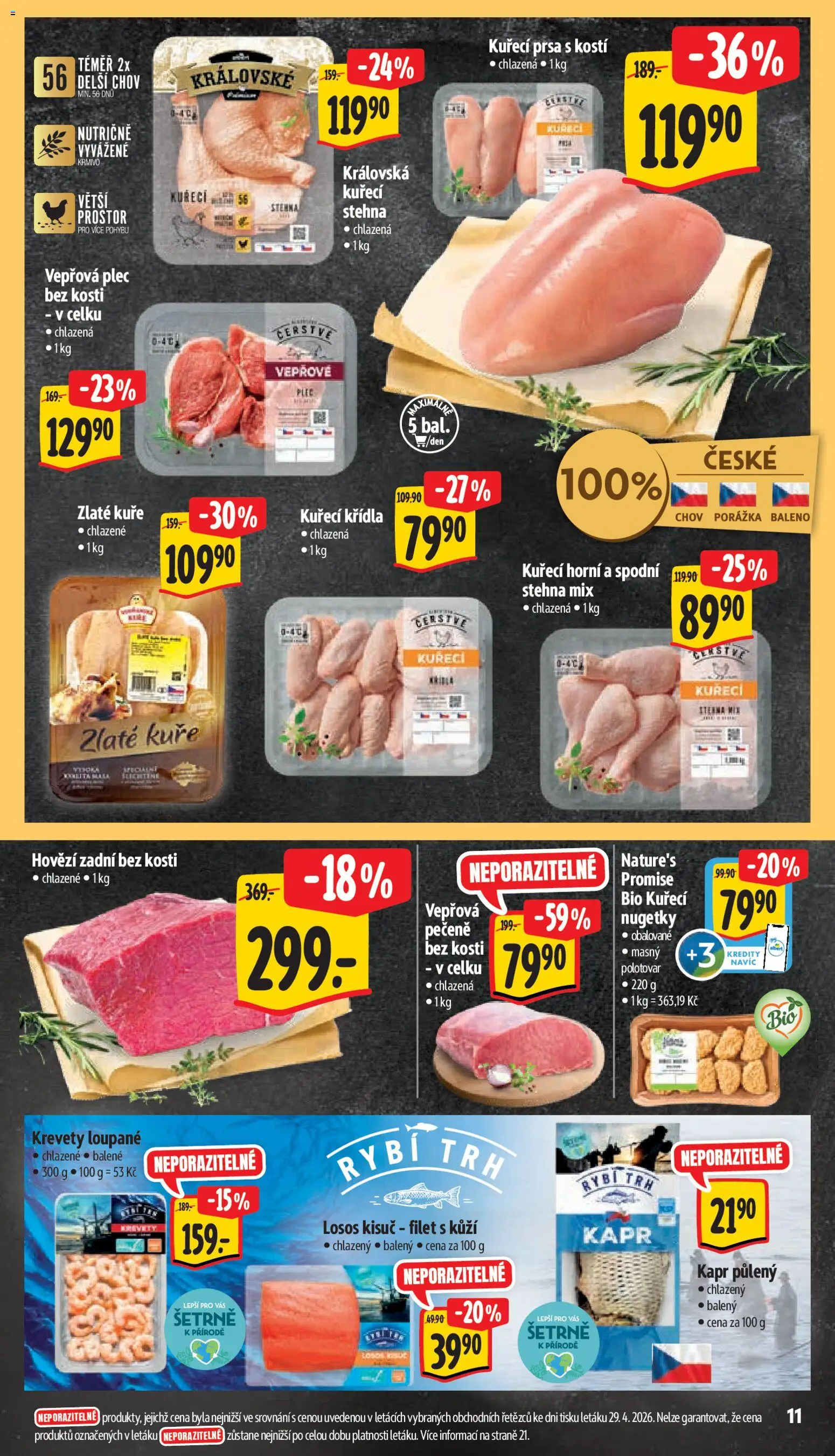 Albert leták - Supermarket od 06.05.2026 | Strana: 21 | Produkty: Kuřecí prsa, Krevety loupané, Plec bez kosti, Vepřová plec