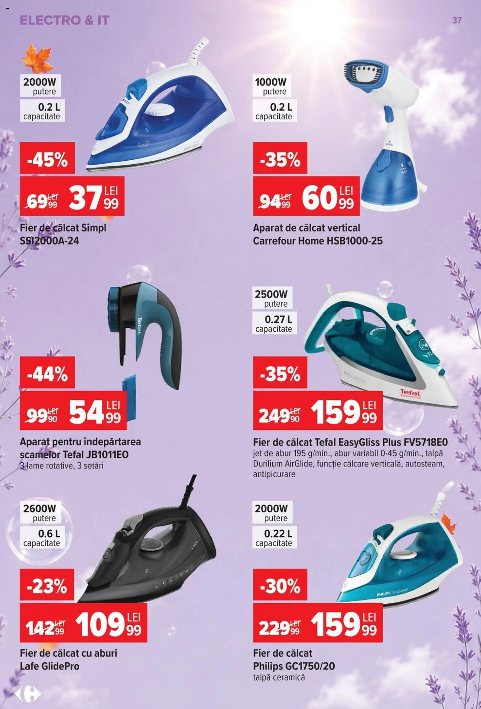 Noul catalog Carrefour – valabil de la 30.09.2026 | Pagină: 37 | Produse: Aparat de călcat, Fier de călcat, Aparat, Plus