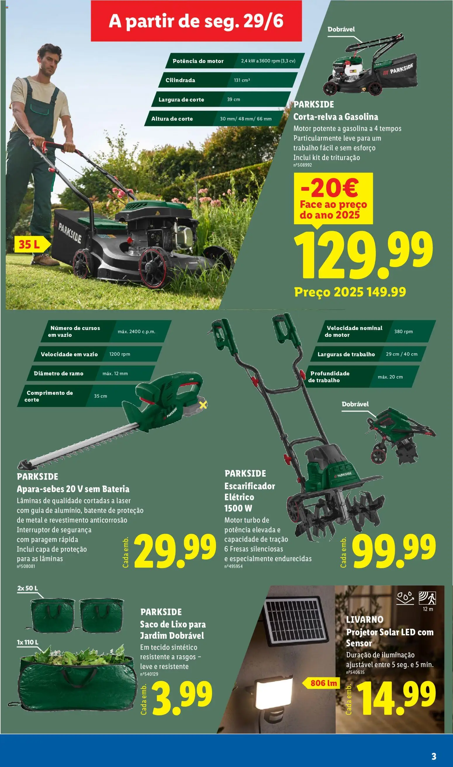 Lidl Novidades │ válido de 29/06/2026 | Página: 3 | Produtos: Interruptor, Projetor, Bateria