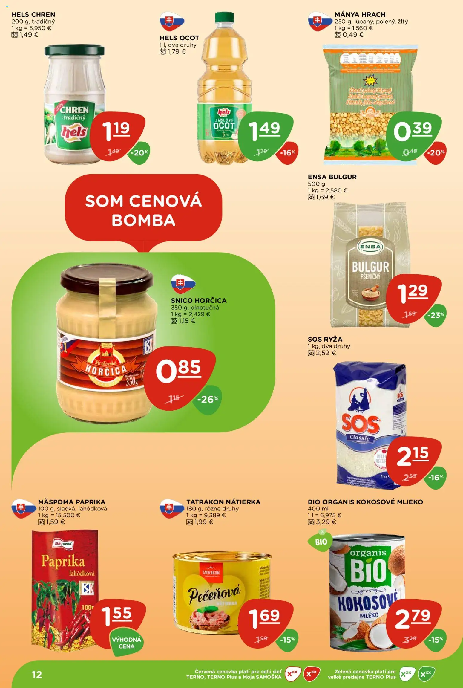 Nové Terno akcie – leták je platný od 21.05.2026 | Strana: 12 | Produkty: Mlieko, Chren, Hrach, Kokosové mlieko