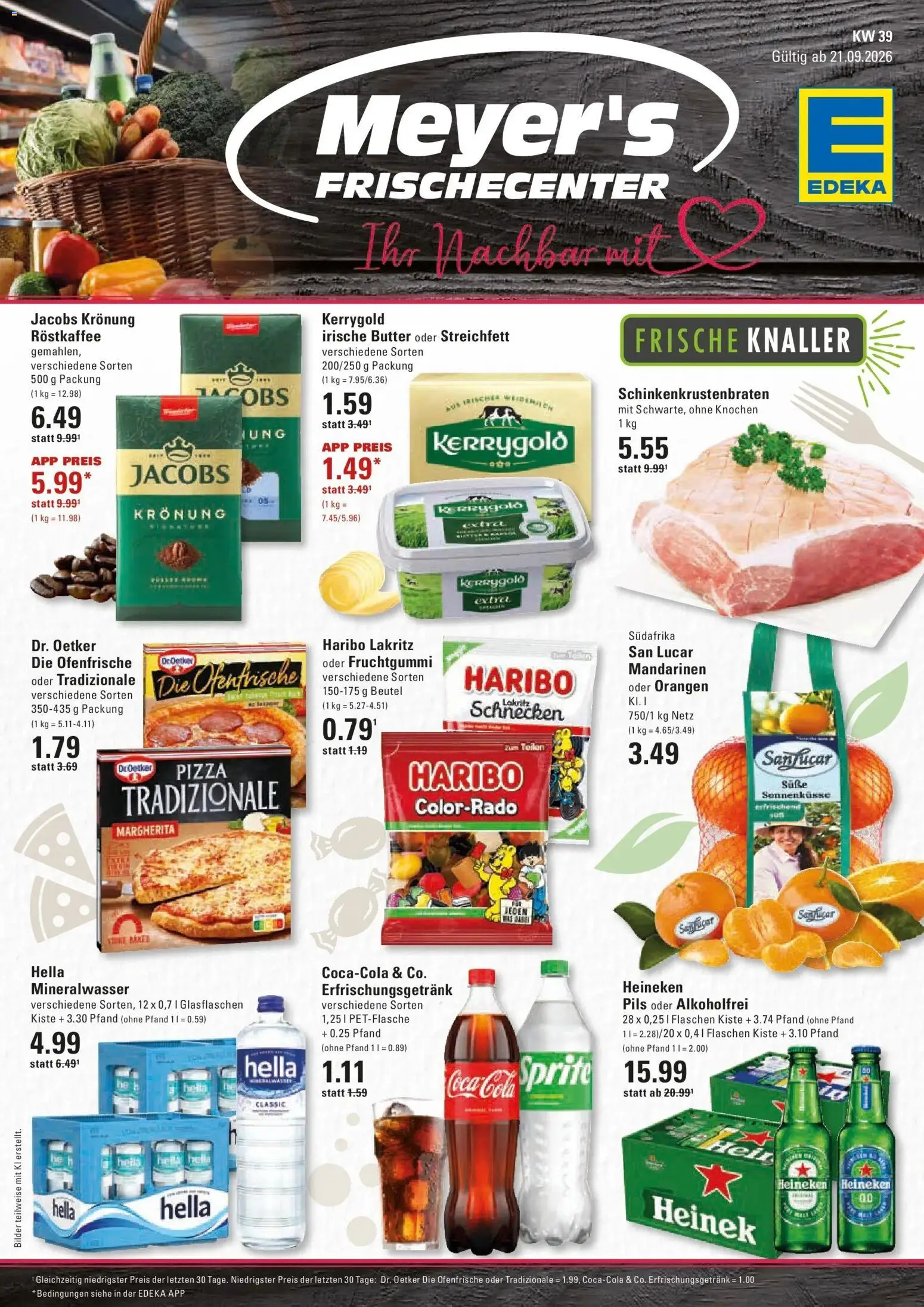 Edeka Prospekt Hamburg (ab 21.09.2026) » Angebote Online | Seite: 1 | Produkte: Haribo, Orangen, Mineralwasser, Hella