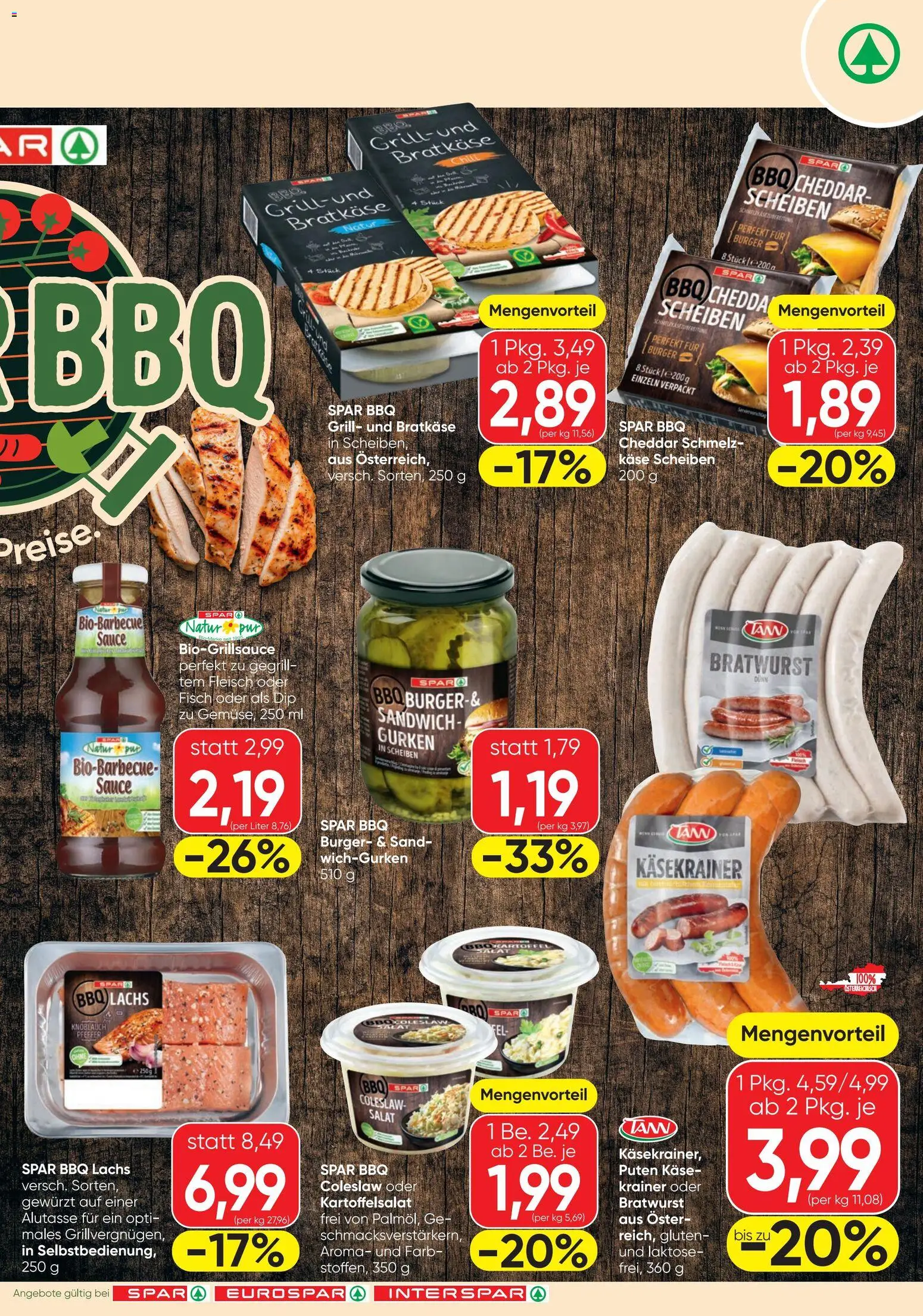Spar Wir Grillen die Preise gültig ab 20.08.2026 | Seite: 3 | Produkte: Gurken, Burger, Grill, Fisch