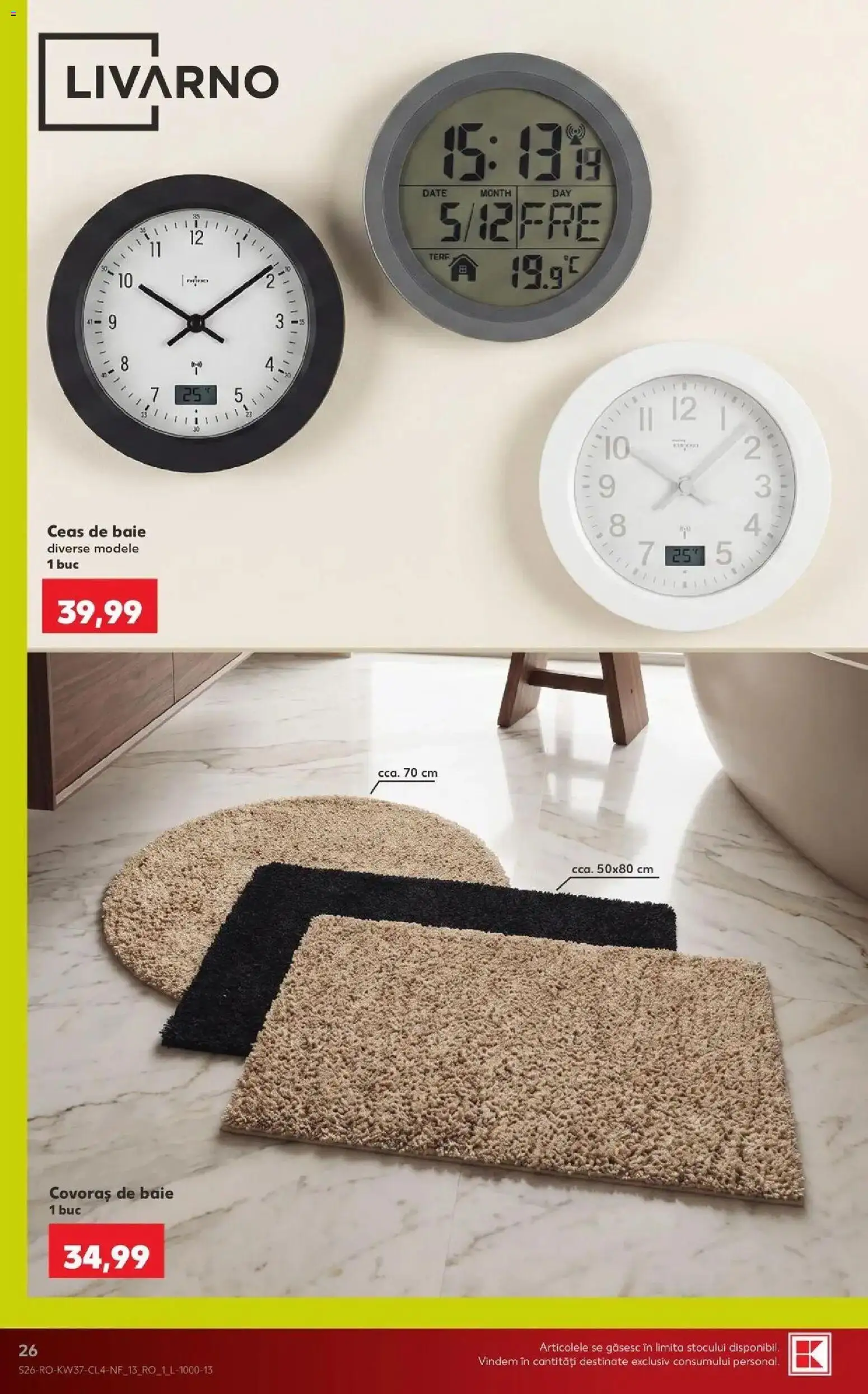 Kaufland Viseu de Sus 09.09.2026 - Revista si Oferta | Pagină: 26 | Produse: Ceas, Covoraș de baie
